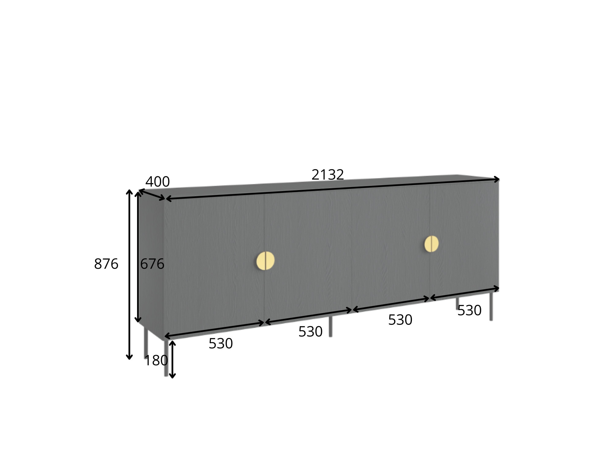 Home affaire Kommode »BELLOT Sideboard mit 4 Fächer, 4 Türen, B/T/H: 213/40/87,6 cm« Schubkastenkommode mit Metallgriffen und viel Stauraum