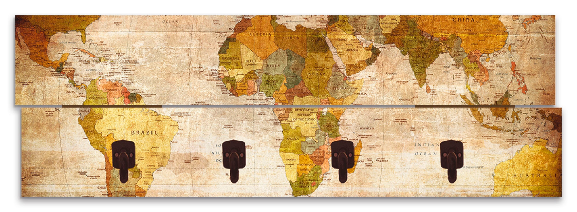Garderobenleiste »Weltkarte«, teilmontiert
