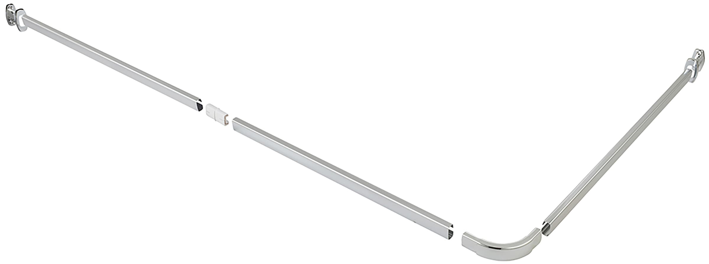 WENKO Winkelstange »Modell Era«, Winkelschiene aus Aluminium für Duschvorhänge, inkl. 16 Spezialgleiter