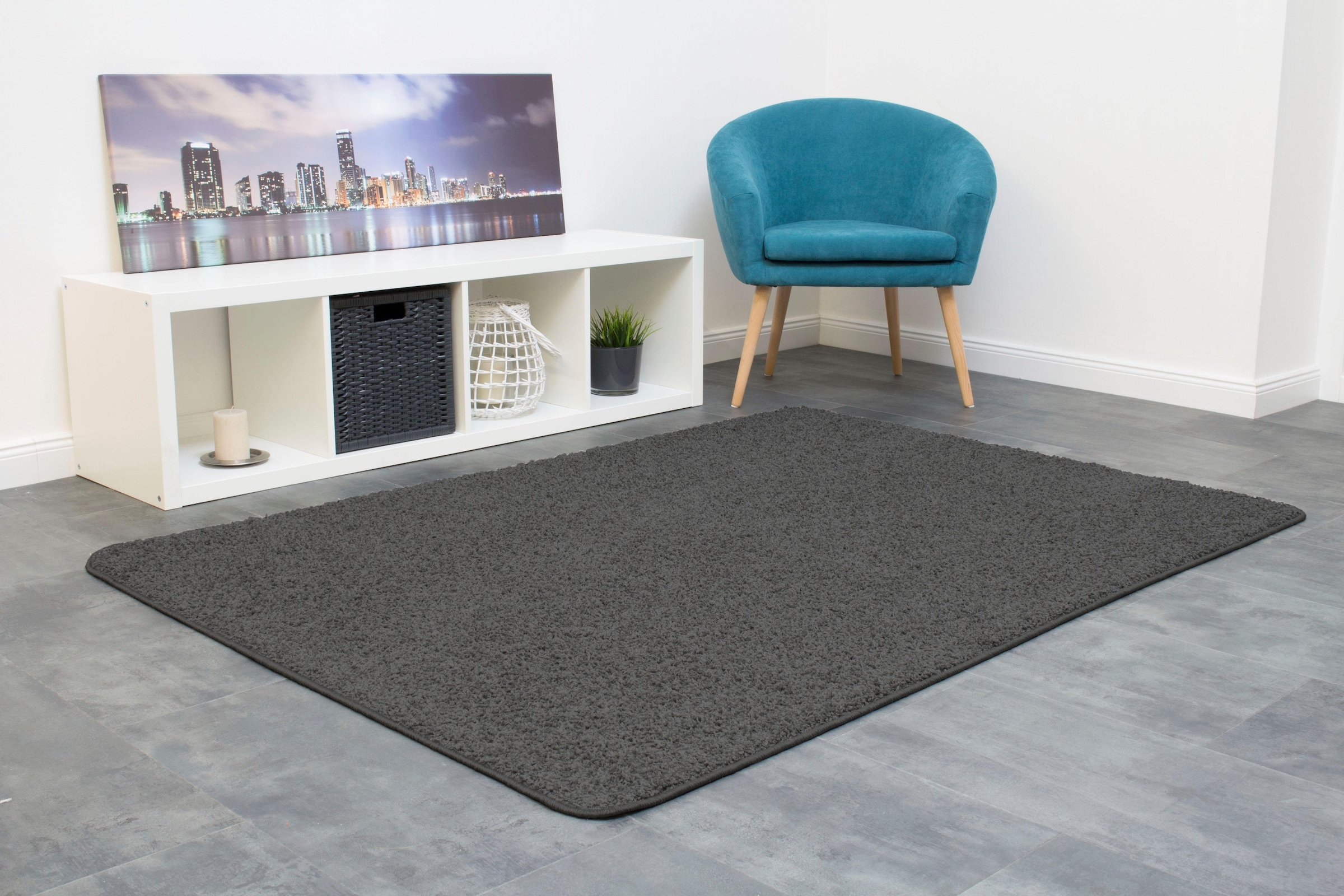 Andiamo Teppich »Shaggy uni«, rechteckig, 15 mm Höhe, Wohnzimmer