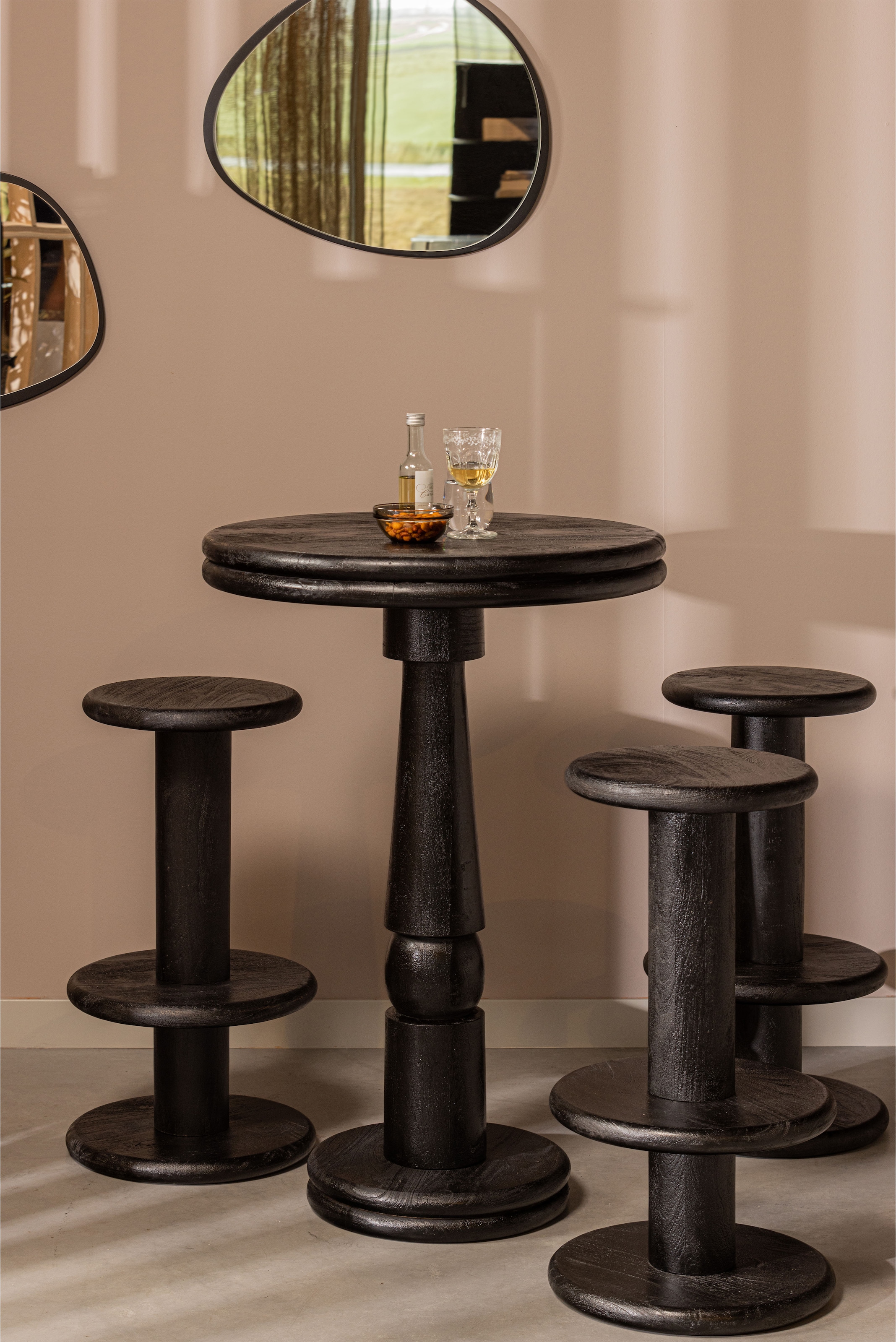 WOOOD Barhocker »Kolby«, aus Mangoholz, runde Form, H 74 cm x Ø 40 cm