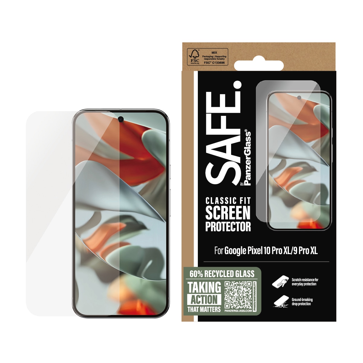 SAFE by PanzerGlass Displayschutzglas »Classic Fit Screen Protector«, für Google Pixel 9 Pro XL-Google Pixel 10 Pro XL, Displayschutzfolie, Schutzfolie, Bildschirmschutz, kratz- & stoßfest