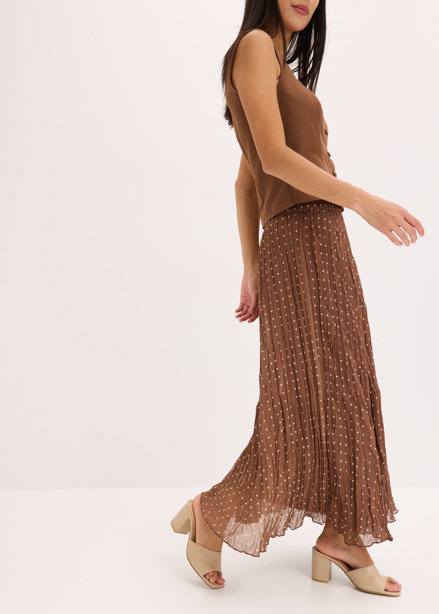 bonprix Plisseerock mit Elastikbund, in A-Linie, mit Crash-Optik