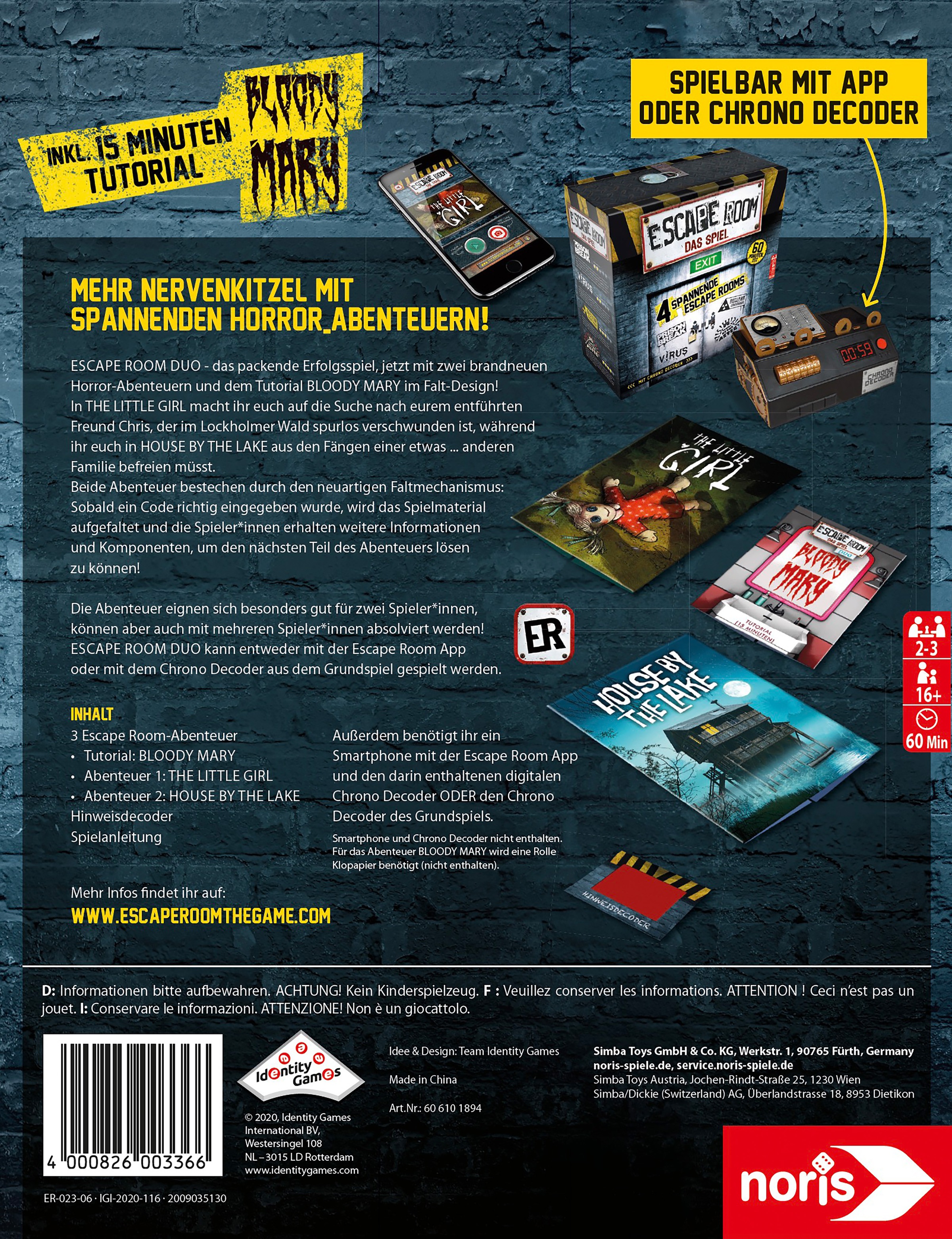 Noris Spiel »Escape Room Duo Horror«