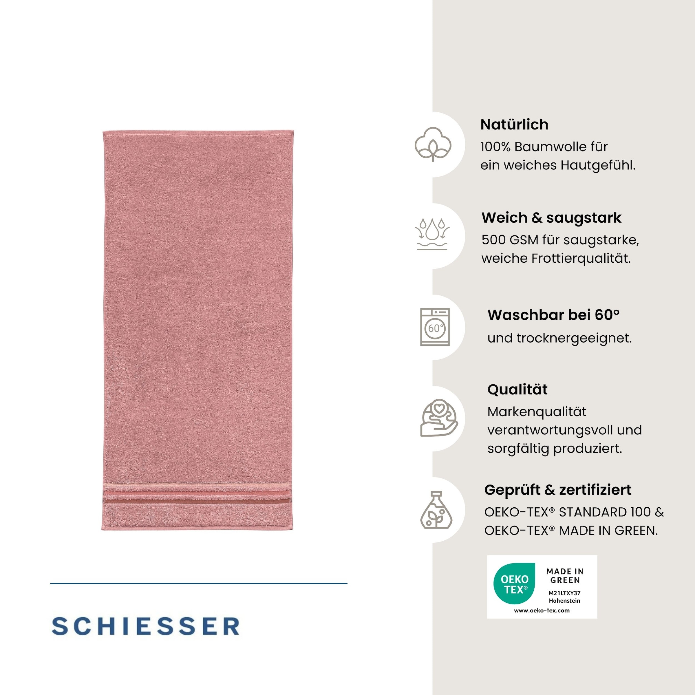 Schiesser Duschtücher »Skyline Color aus 100 % Baumwolle mit eleganter Streifenbordüre« OEKO-TEX® MADE IN GREEN