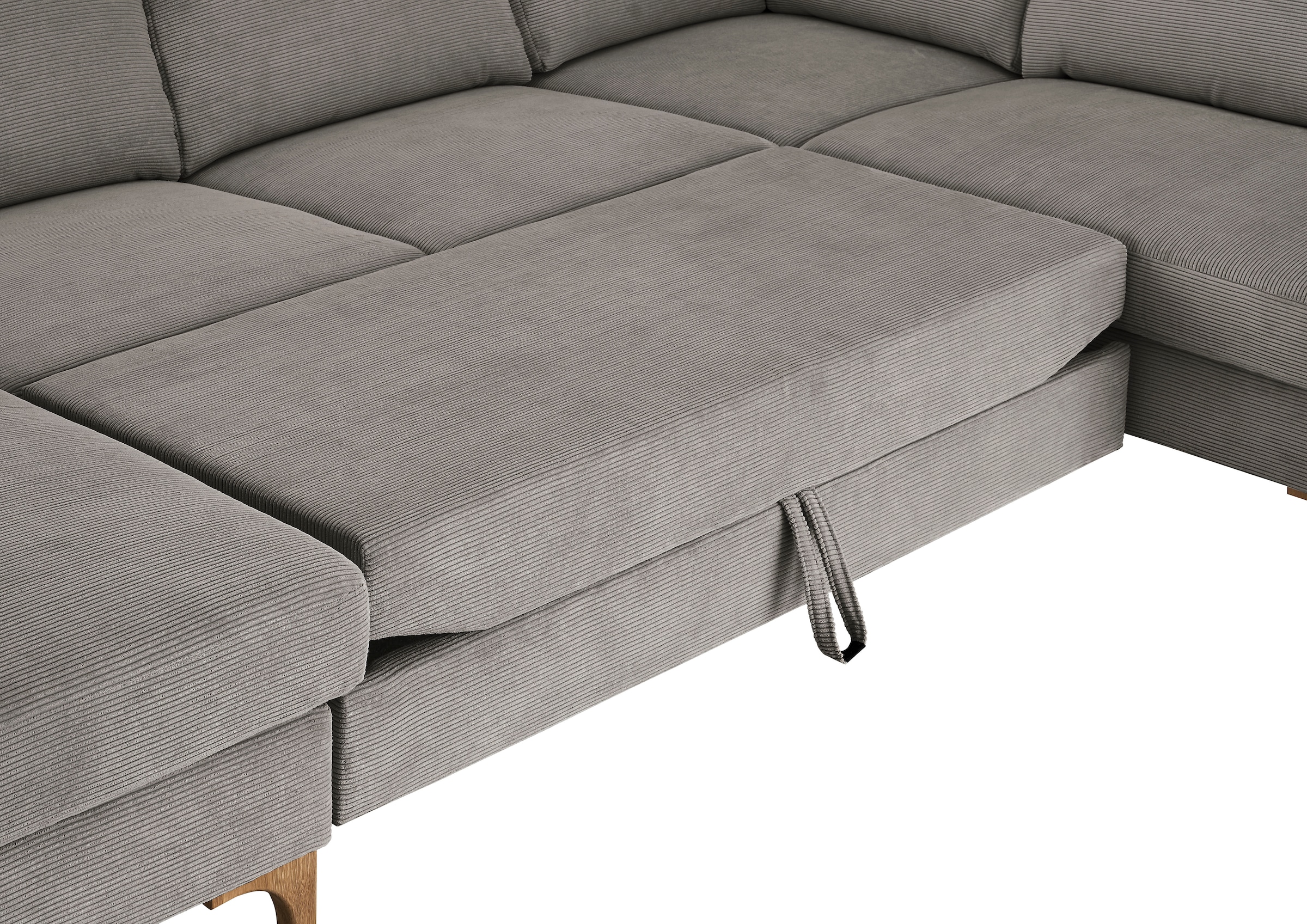 3C Candy Wohnlandschaft »Lecce, wahlweise PUR-Schaumstoff oder Tonnentaschenfederkern U-Form« Bettkasten in Umbauecke und Longchair, sowie Querschläfer im 2-Sitzer