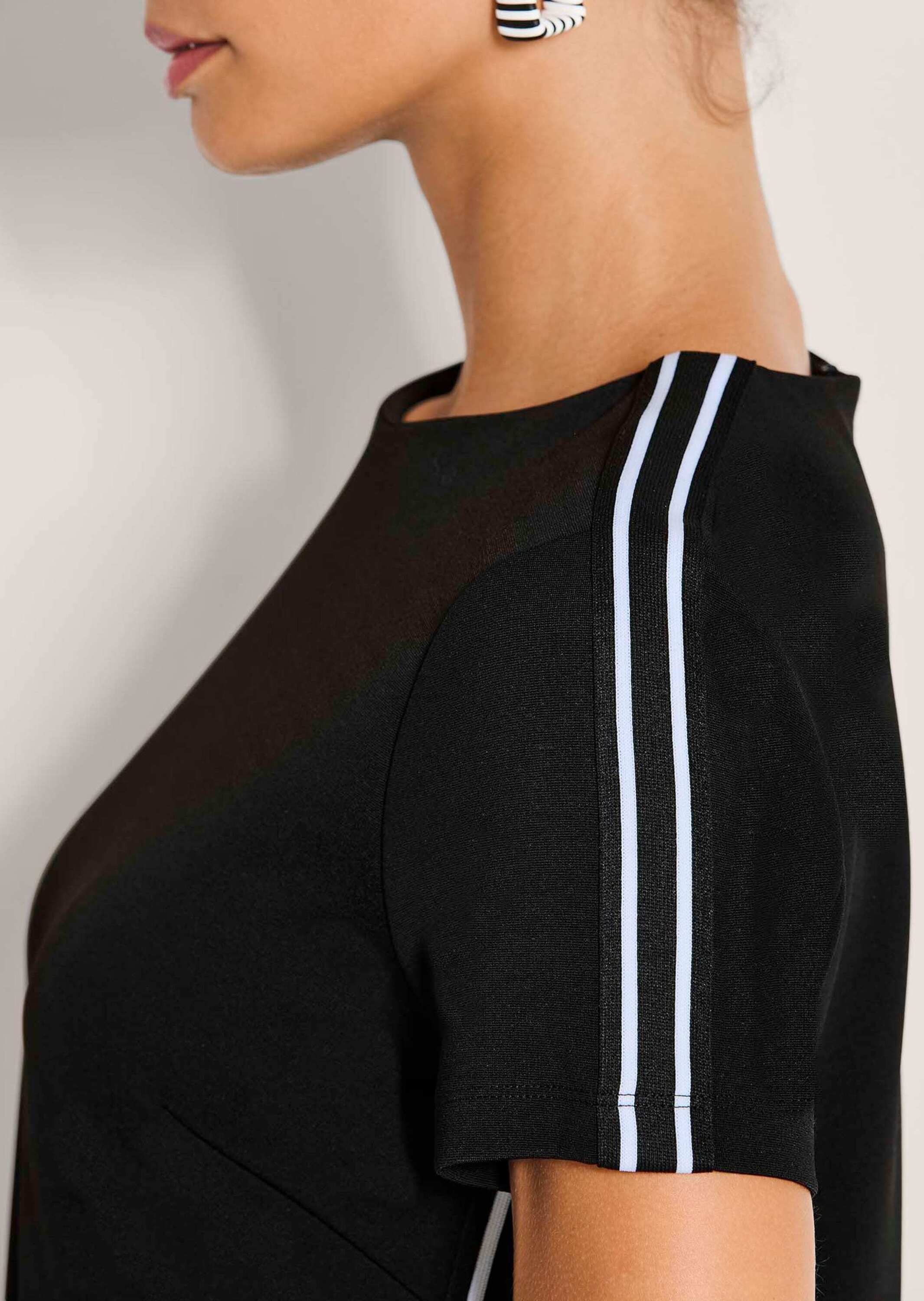 MADELEINE Midikleid »Jerseykleid Viskosekleid mit Kontraststreifen« Reißverschluss hinten