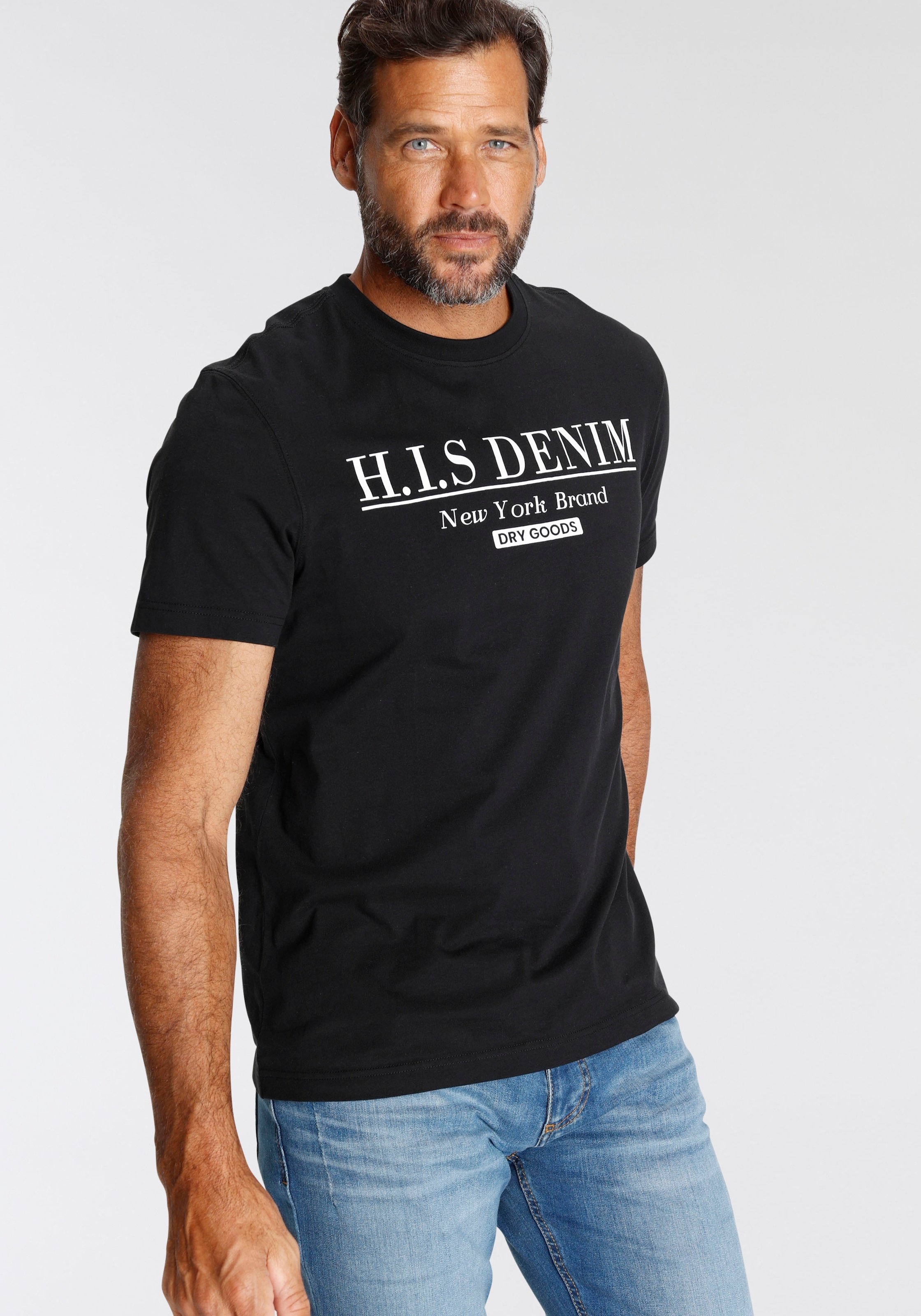 H.I.S T-Shirt, schmale Passform, bedrucktes Design, Rundhalsausschnitt