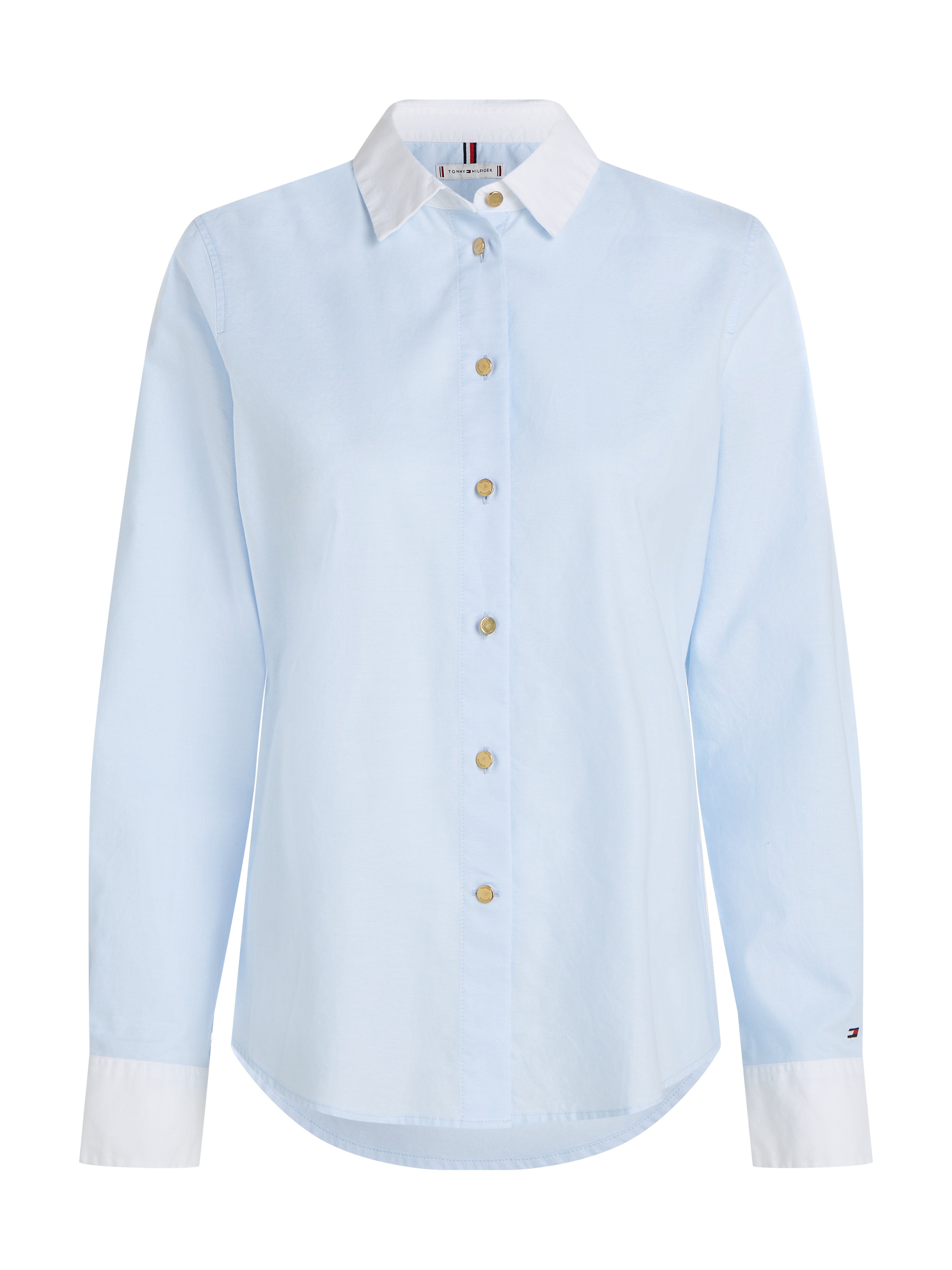 Tommy Hilfiger Hemdbluse »GOLD BUTTON REGULAR LS SHIRT«, mit goldfarbenen Knopf