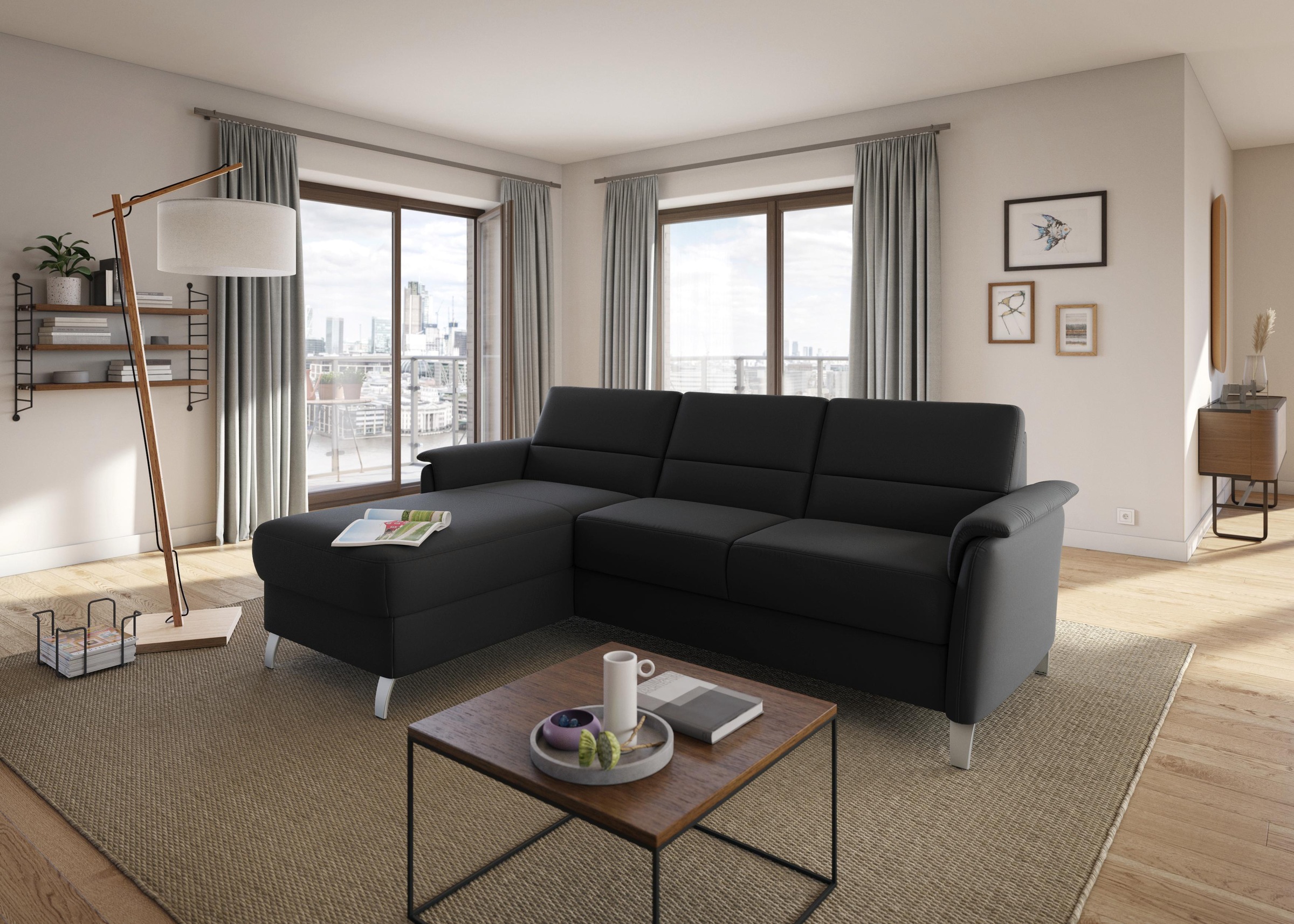 sit&more Ecksofa »Palmera L-Form«, Federkern, wahlweise mit Bettfunktion und mit/ohne Stauraum