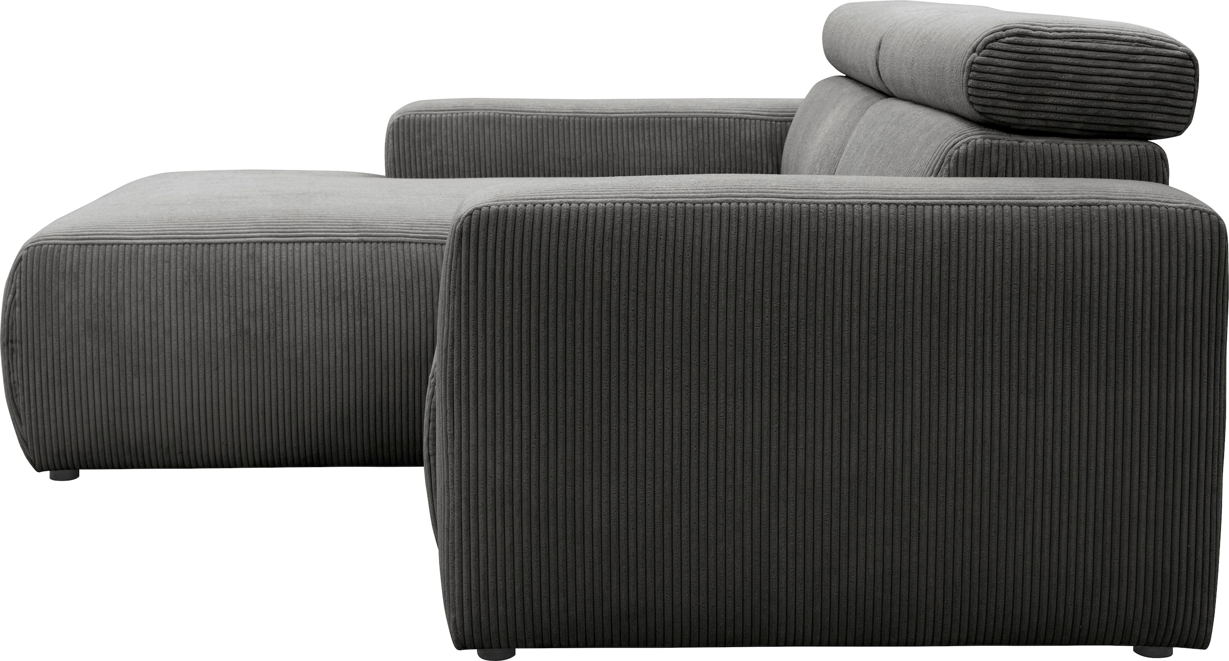 DOMO collection Ecksofa »Brandon B/T/H: 214/100/80 cm, belastbar bis 140kg/ Sitz, auch in Cord«, Mit Kopfteilverstellung, auch in Leder und Cord, L-Form