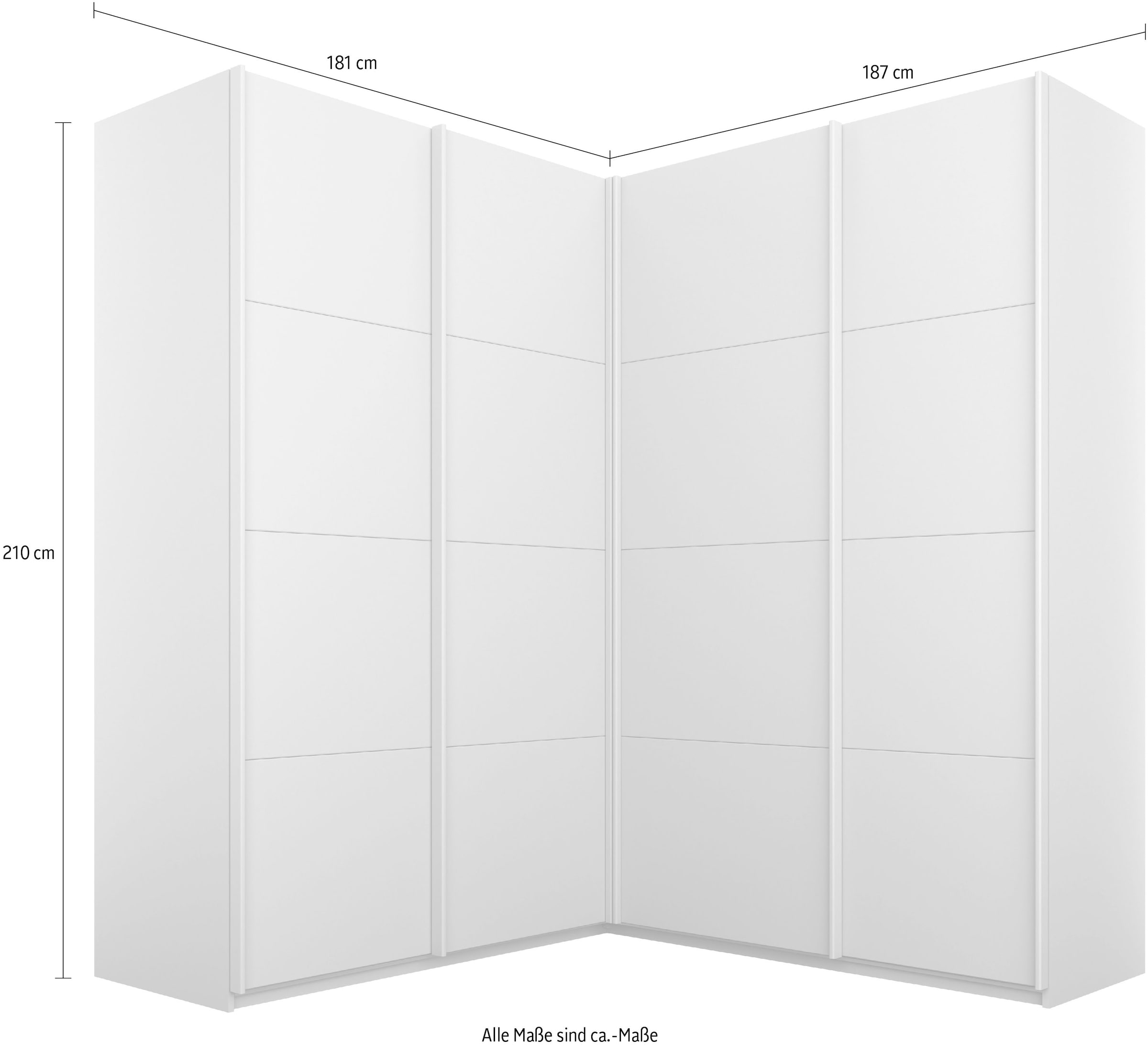 rauch Schwebetürenschrank »Quadra«, Eckschrank inkl. Türendämpfer, mit Glas-/Spiegeltüren