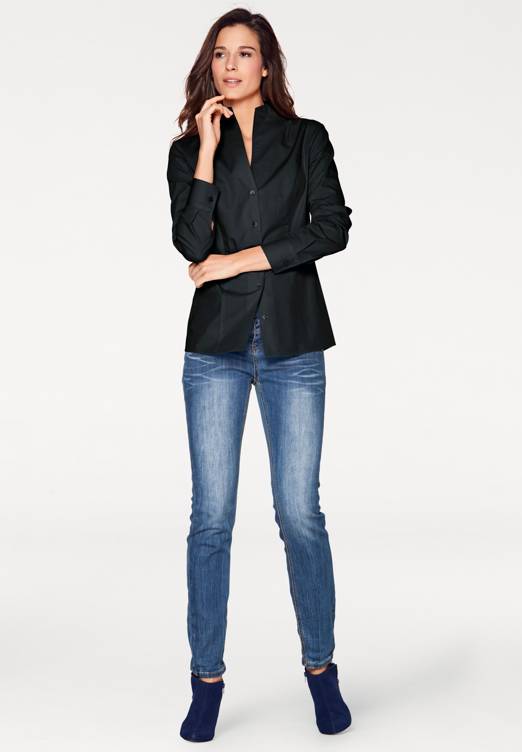 heine Klassische Bluse »Stehkragen-Bluse Hemdbluse mit Stehkragen«