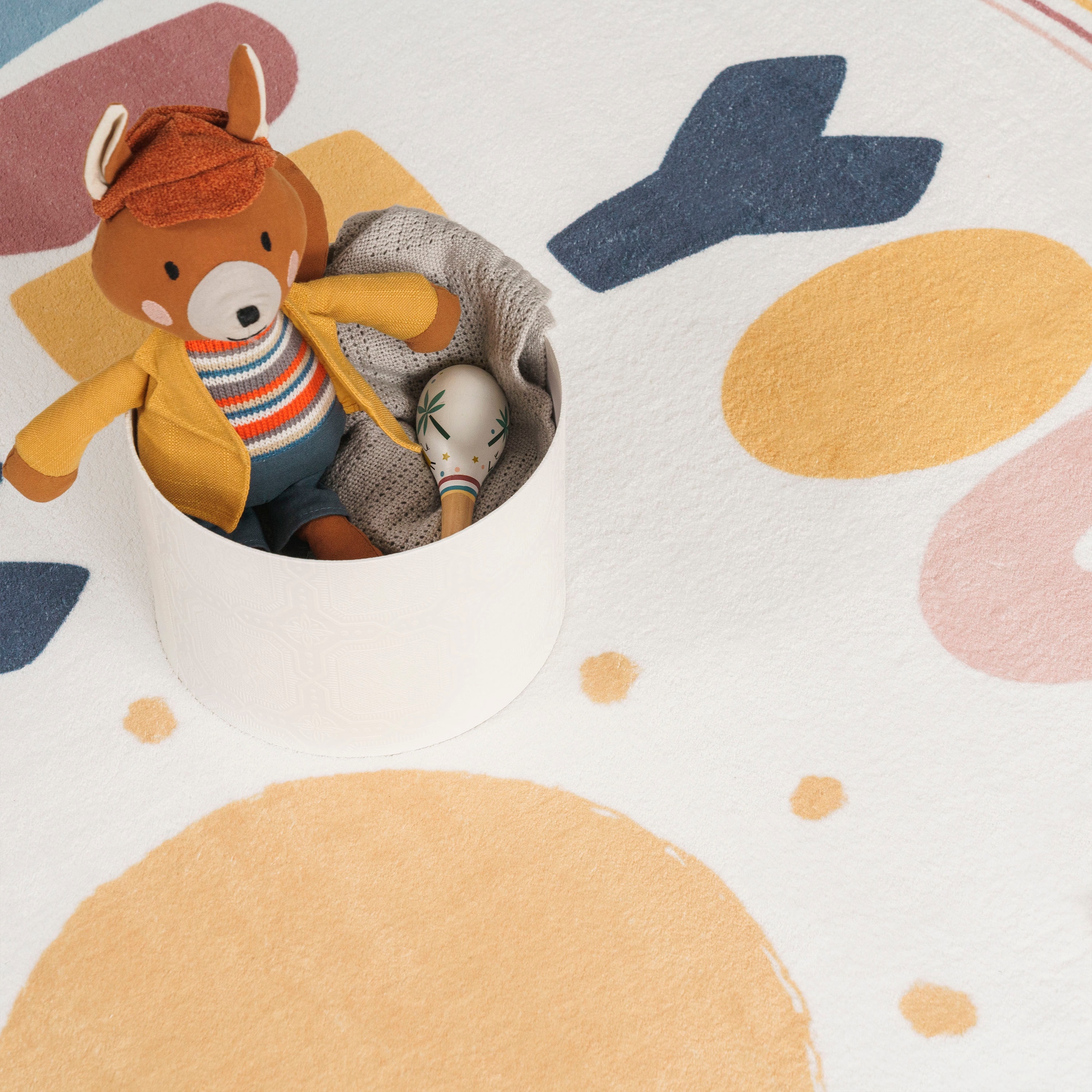 Paco Home Kinderteppich »Niloya 363«, rund, 12 mm Höhe, Spielteppich, Kurzflor, Motiv Sonne und Spruch, waschbar