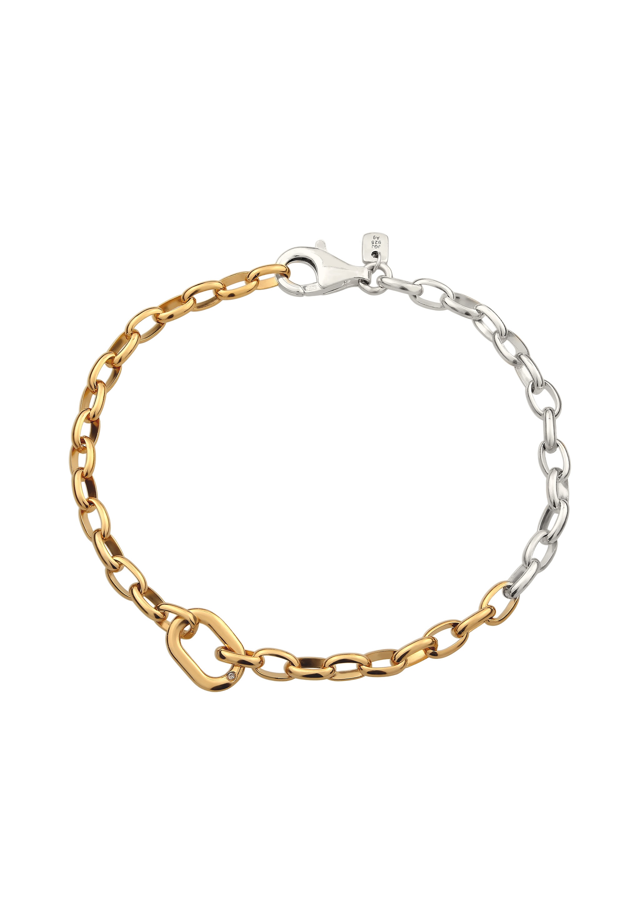 Kuzzoi Armkette »Armband Gliederkette Bicolor 925 Sterling Silber, mit Kristallen von Swarovski®«