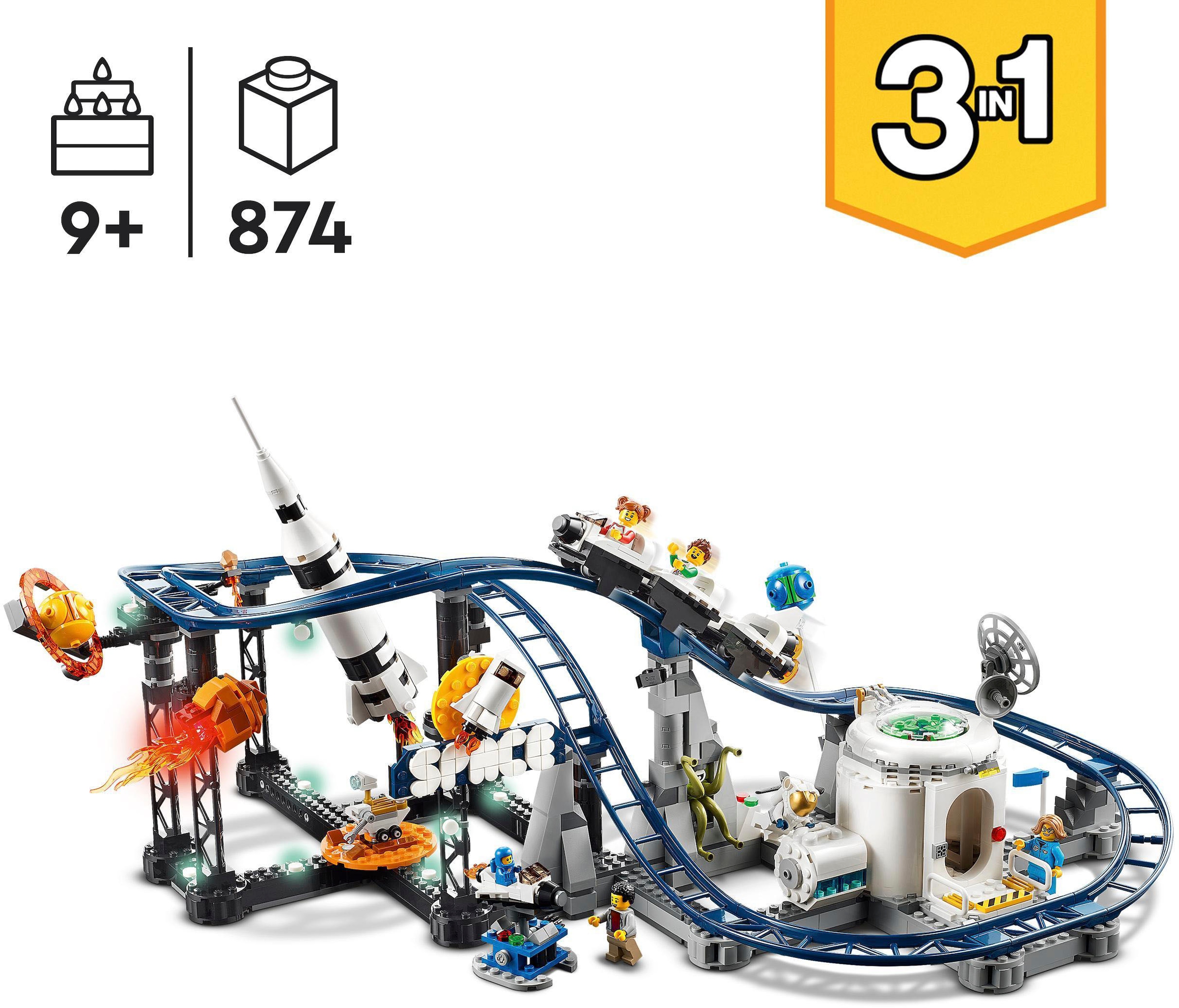 LEGO® Konstruktionsspielsteine »Weltraum-Achterbahn (31142), LEGO® Creator 3in1«, (874 St.), Made in Europe