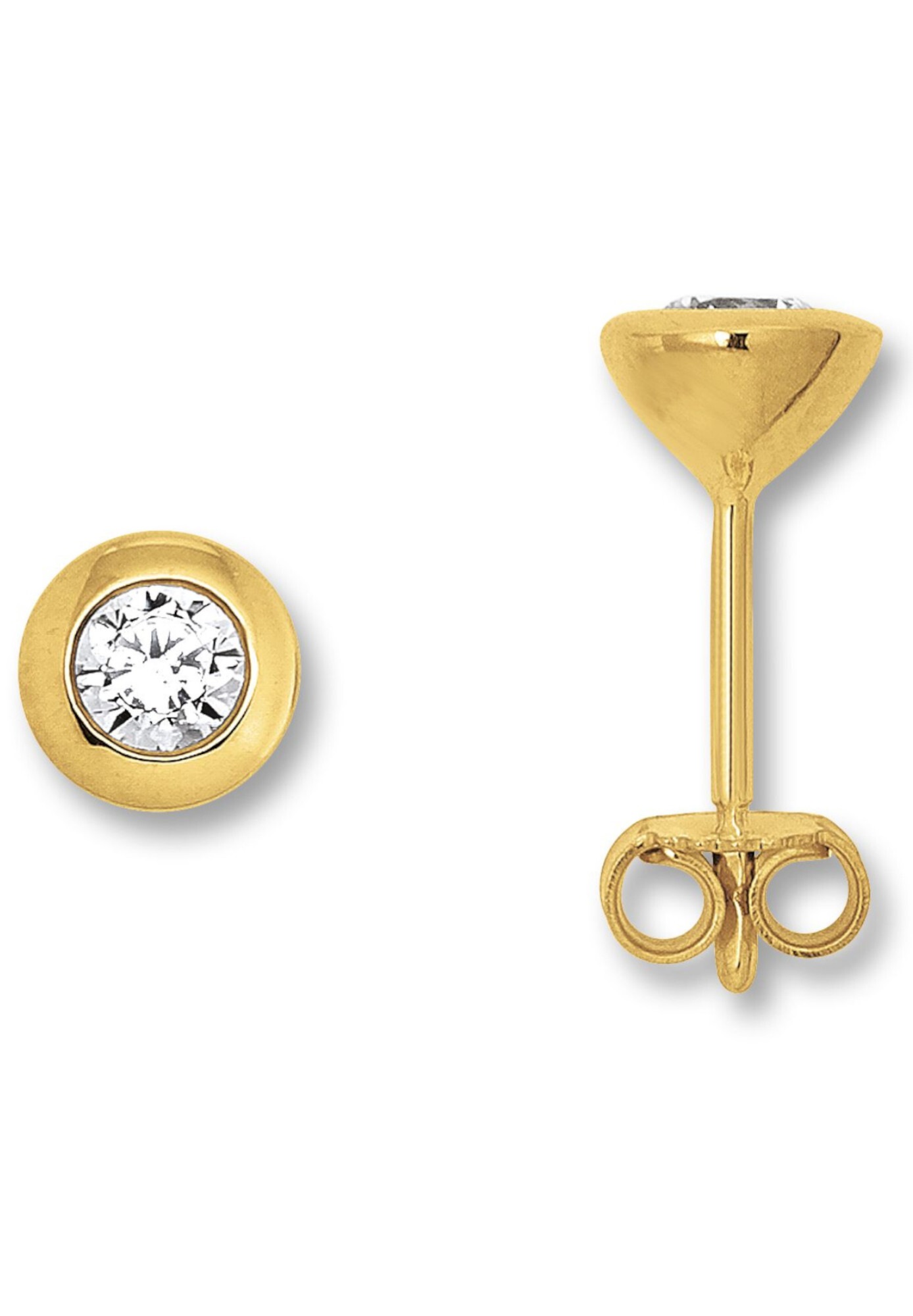 ONE ELEMENT Paar Ohrstecker »Zirkonia Zarge Ohrringe  Ohrstecker aus 333 Gelbgold«