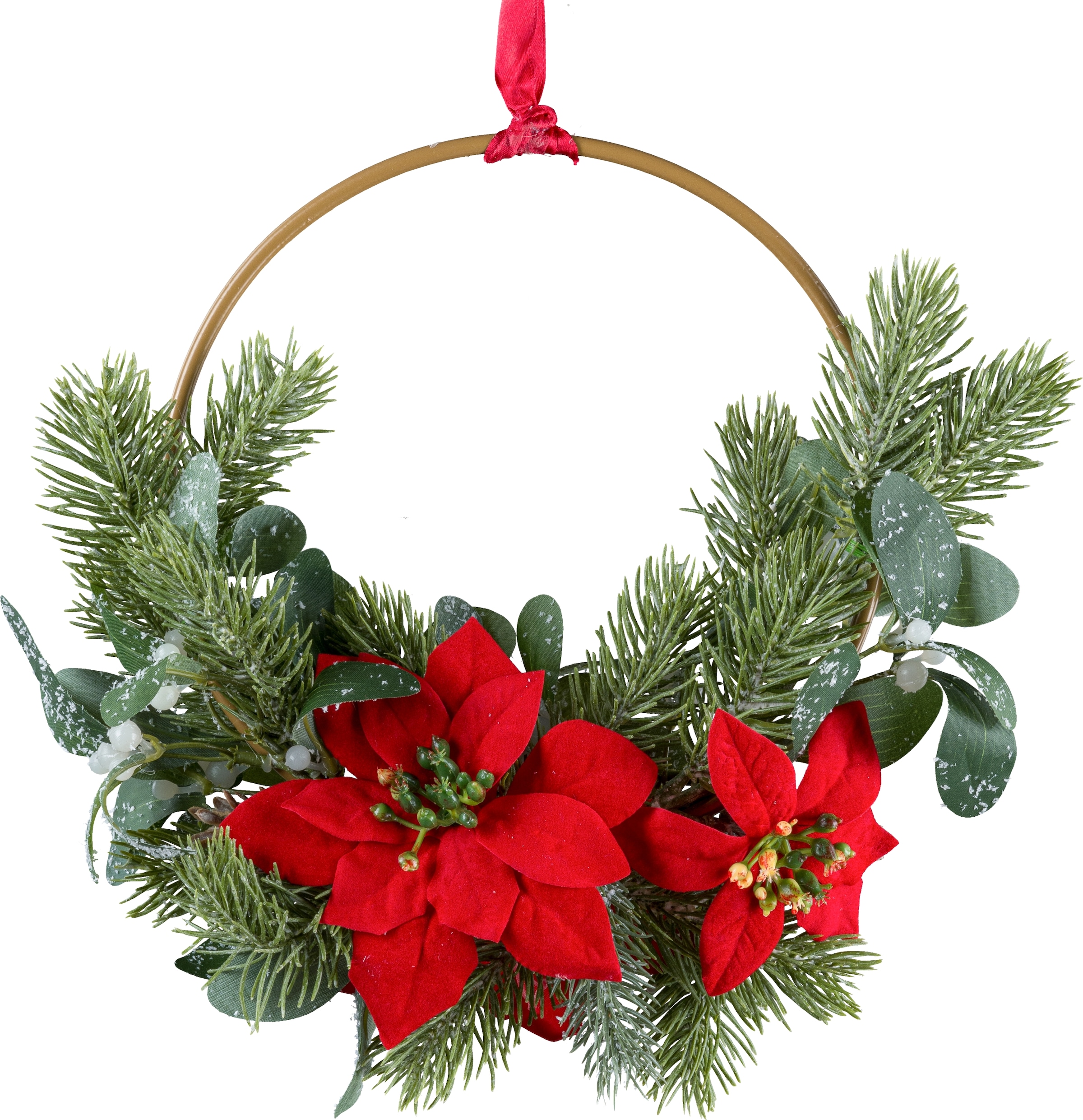 Creativ green Kunstkranz "Weihnachtsstern-Kranz" mit Metallring