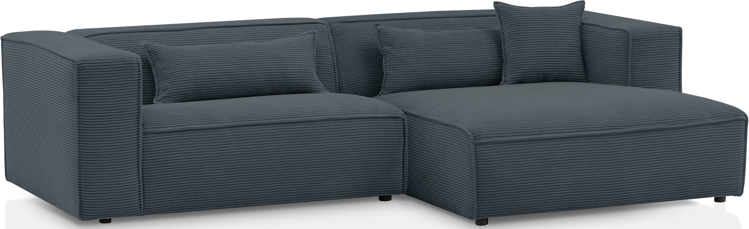 LeGer Home by Lena Gercke Ecksofa »PIARA mit Kedernaht in Cord oder Leinenoptik, moderne Couch in L-Form«, wahlweise Ottomane rechts/links, schwarze Füße, bequemer Sitzkomfort