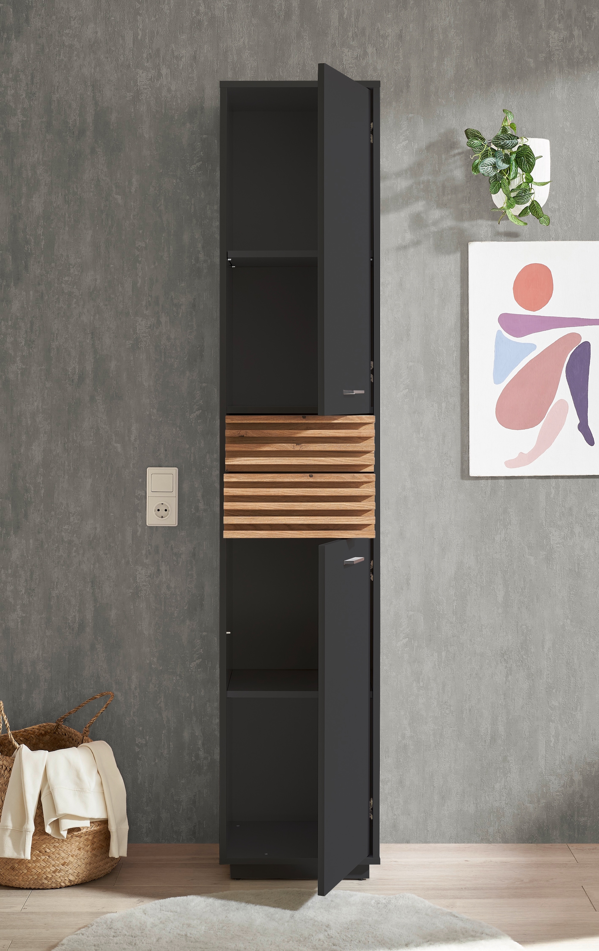 BASIC by Balculina Hochschrank »Liguria B/H/T 38x191x35 cm« 1 Stk. tlg. Breite 38cm, Unterflurauszug, FSC-Mix 70%