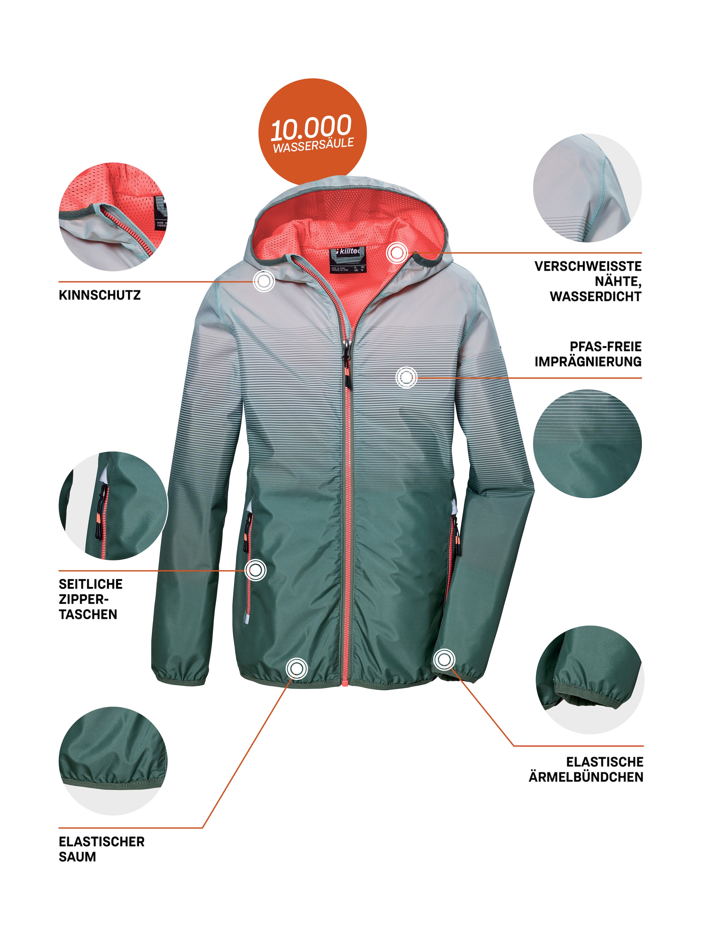 Killtec Funktionsjacke »KOS 151 GRLS JCKT«, Wasser- und winddichte Mädchenjacke mit reflektierenden Elementen
