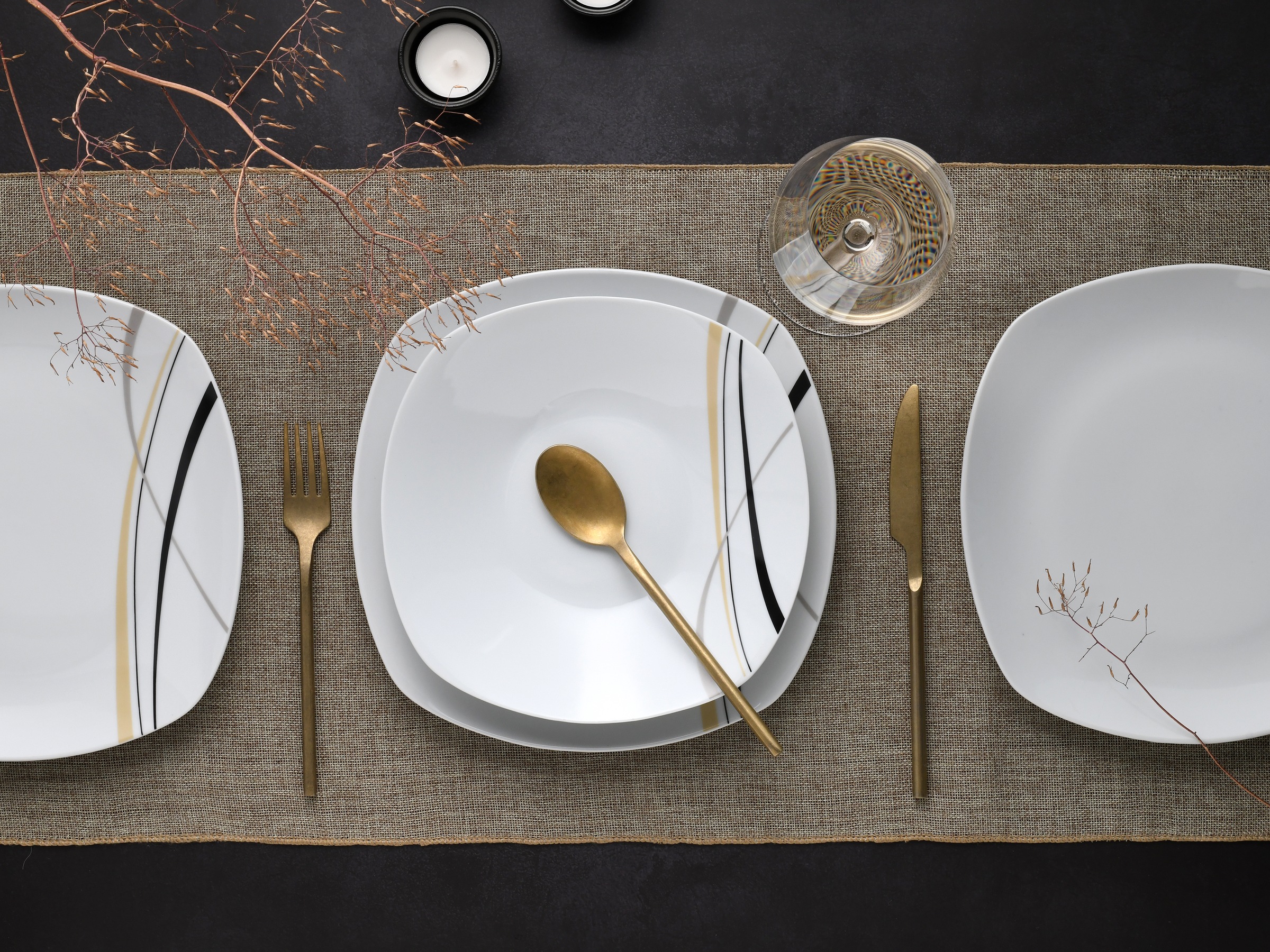 CreaTable Tafelservice »Square City Line, Tafel-Service 12-tlg« Moderner Urban Style