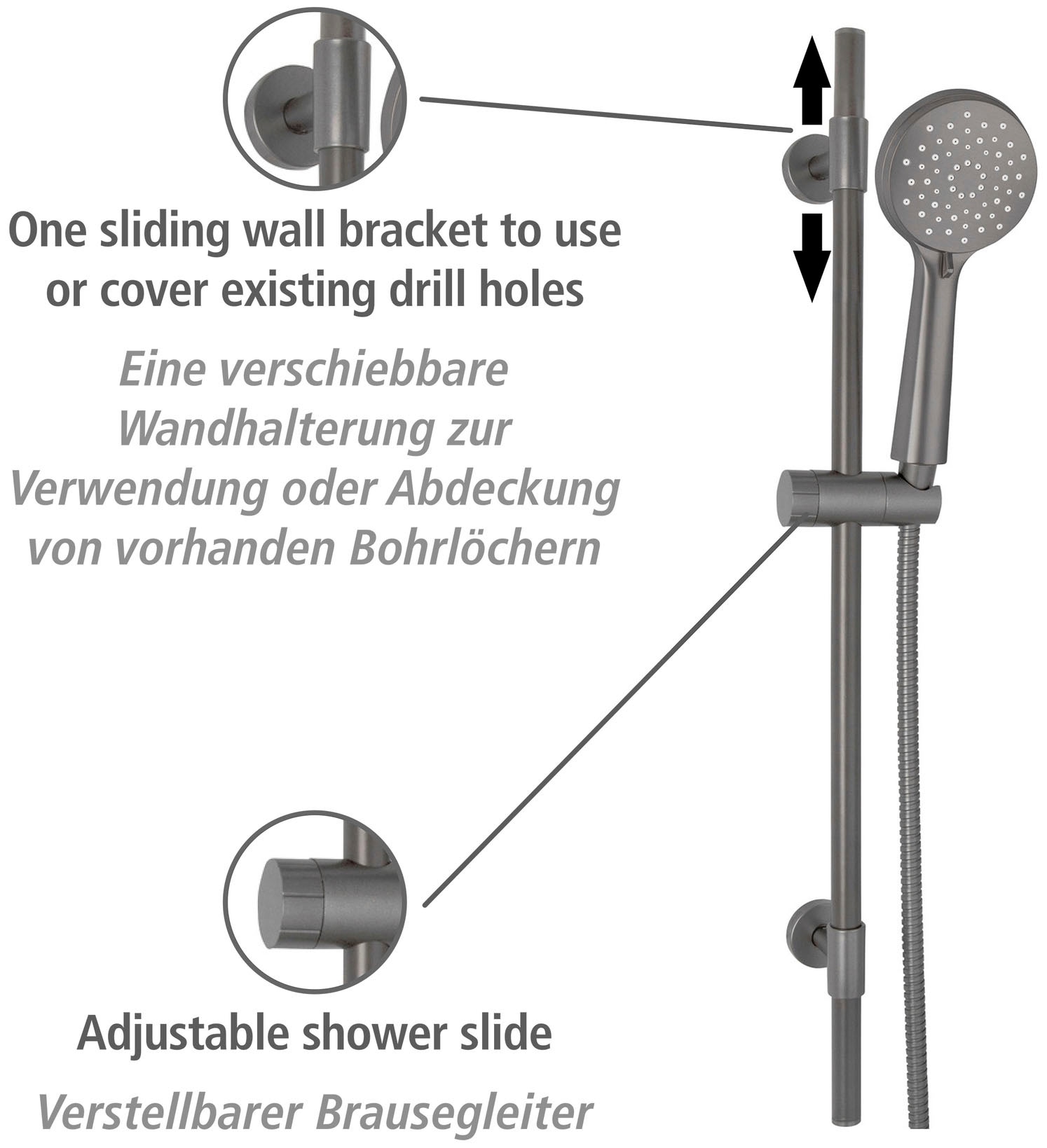 WENKO Brausegarnitur »Young«, Duschstange inkl. Halter, Handbrause und Duschschlauch