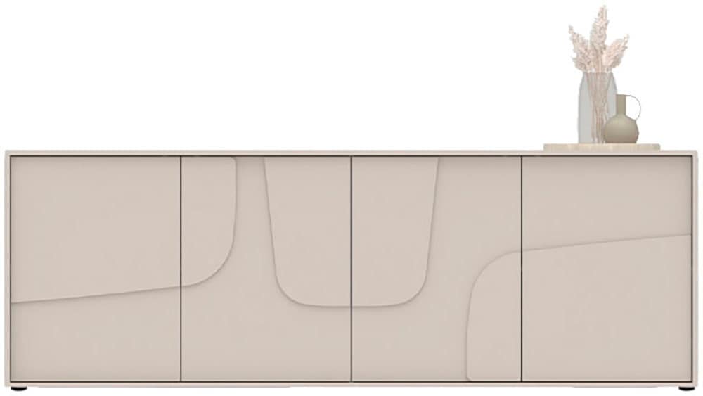 INOSIGN Sideboard »Stone, 205 cm breit, 4  Türen,  Anrichte, Kommode, Stauraumschrank« 3D-Design, Push-to-open, Innenraum großzügig, Füße 14/2 cm wählbar