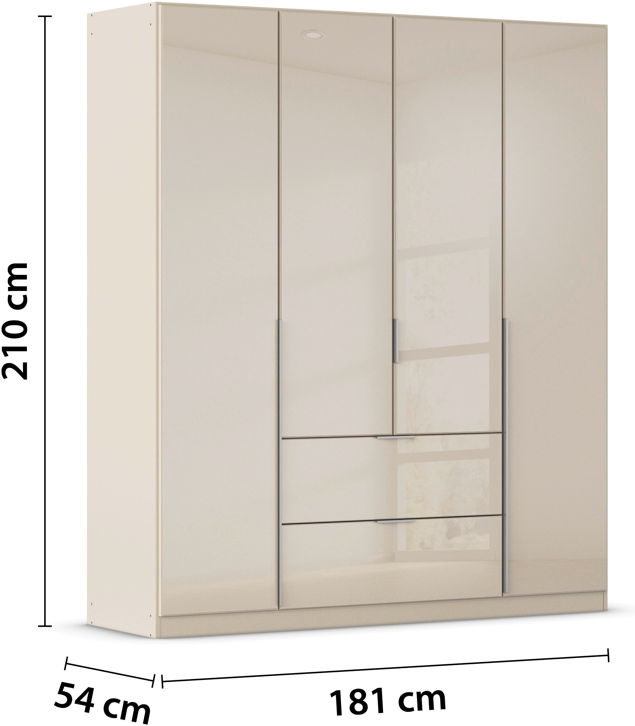 rauch Drehtürenschrank »Kleiderschrank Kleiderschränke Schrank Garderobe AGORDO mit Glasfront«, mit Außenschubkästen, in 6 Breiten und 2 Höhen MADE IN GERMANY