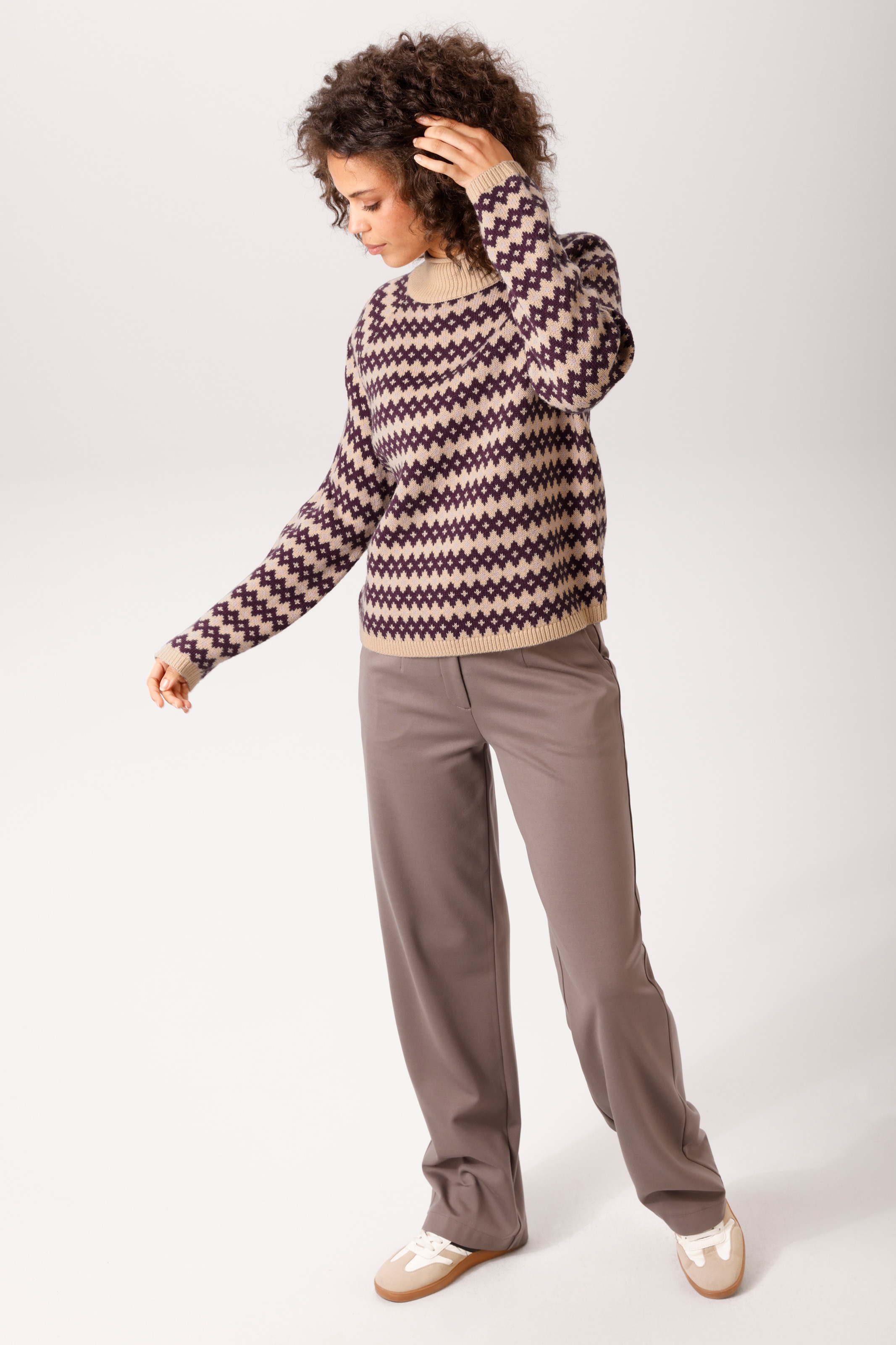 Aniston CASUAL Strickpullover mit farbharmonischem Rauten-Muster - NEUE KOLLEKTION