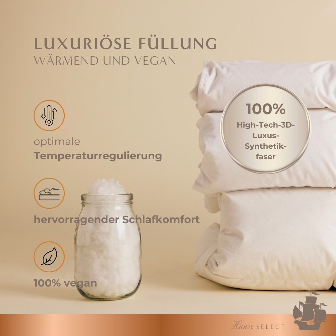 Hanse mit Kogge Microfaserbettdecke »Hanse Select federfrei, Luxushotel, Ganzjahresdecke, Made in Germany« normal Füllung 100% hochwertige 6D-Hohlfaser 1 Stk. tlg. hochwertige Bettdecke 135x200 cm, 155x220 cm & weitere Größen