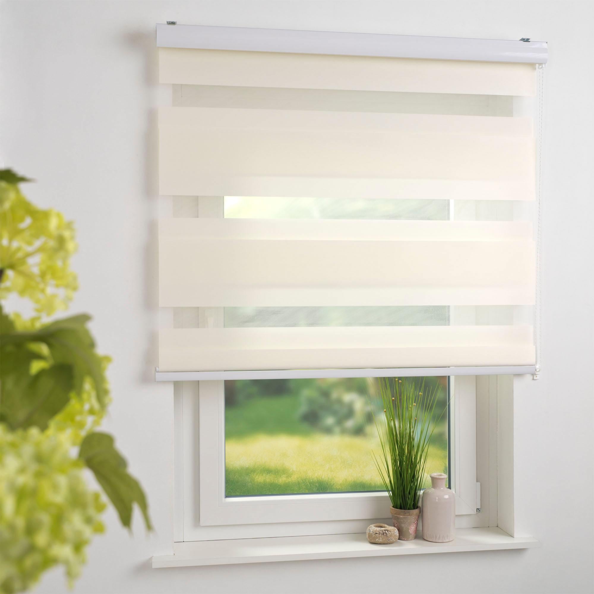Liedeco Doppelrollo »DUO-Rollo mit 20 cm Streifen«, Lichtschutz, mit Bohren, im Fixmaß