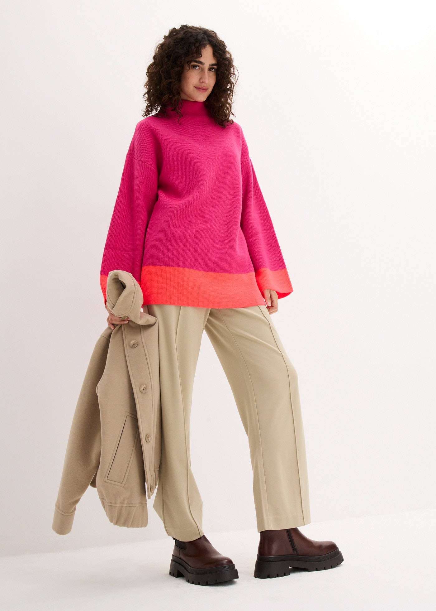 bonprix Strickpullover »Pullover« aus Polyacryl, mit Stehkragen, Oversize Passform