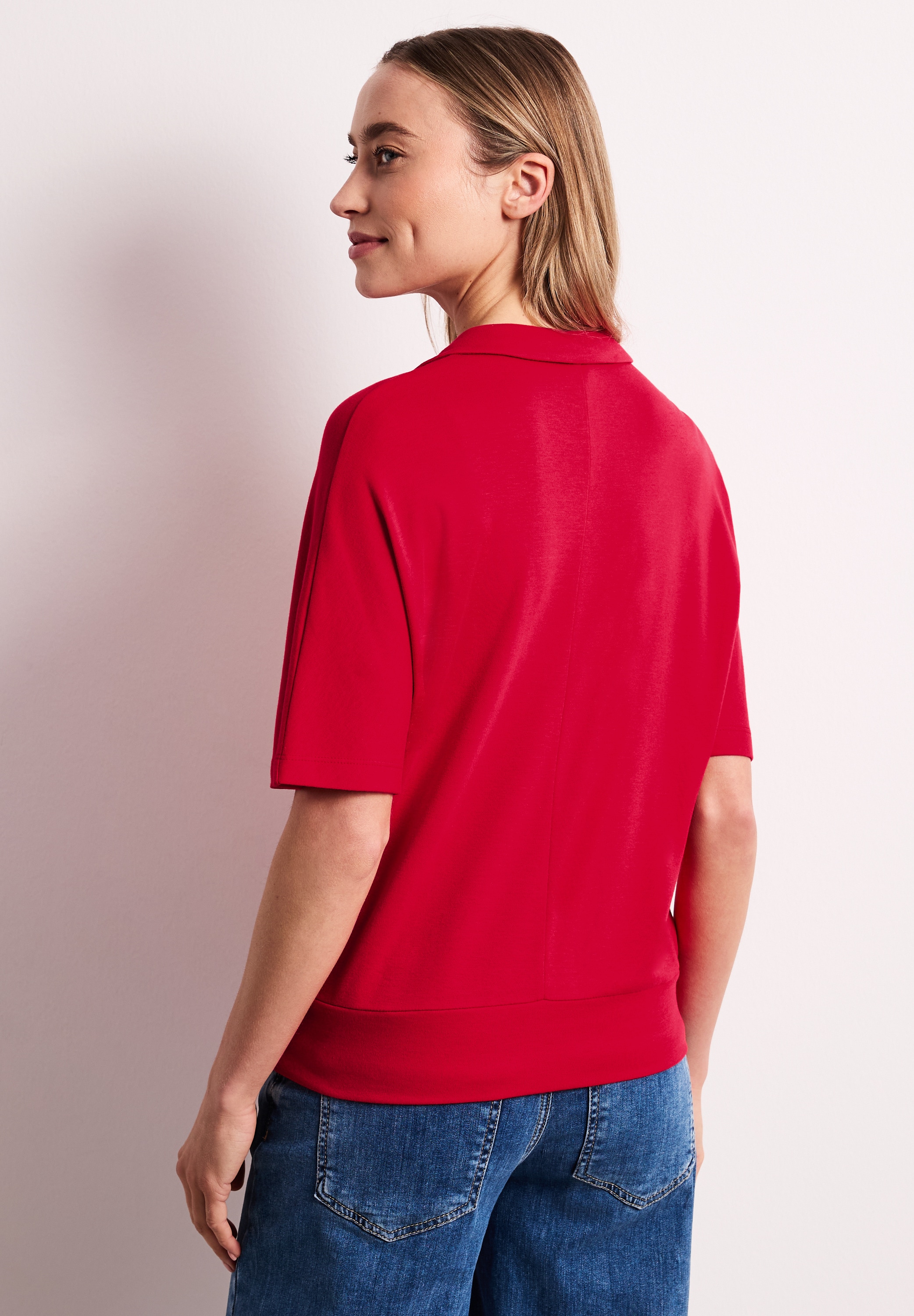 STREET ONE Poloshirt Sommershirt mit breitem elastischem Bund