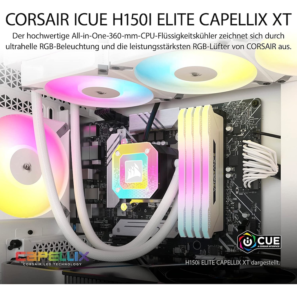 Corsair CPU Kühler »iCUE H150i ELITE CAPELLIX XT White, Liquid CPU Cooler«, (1 St.)