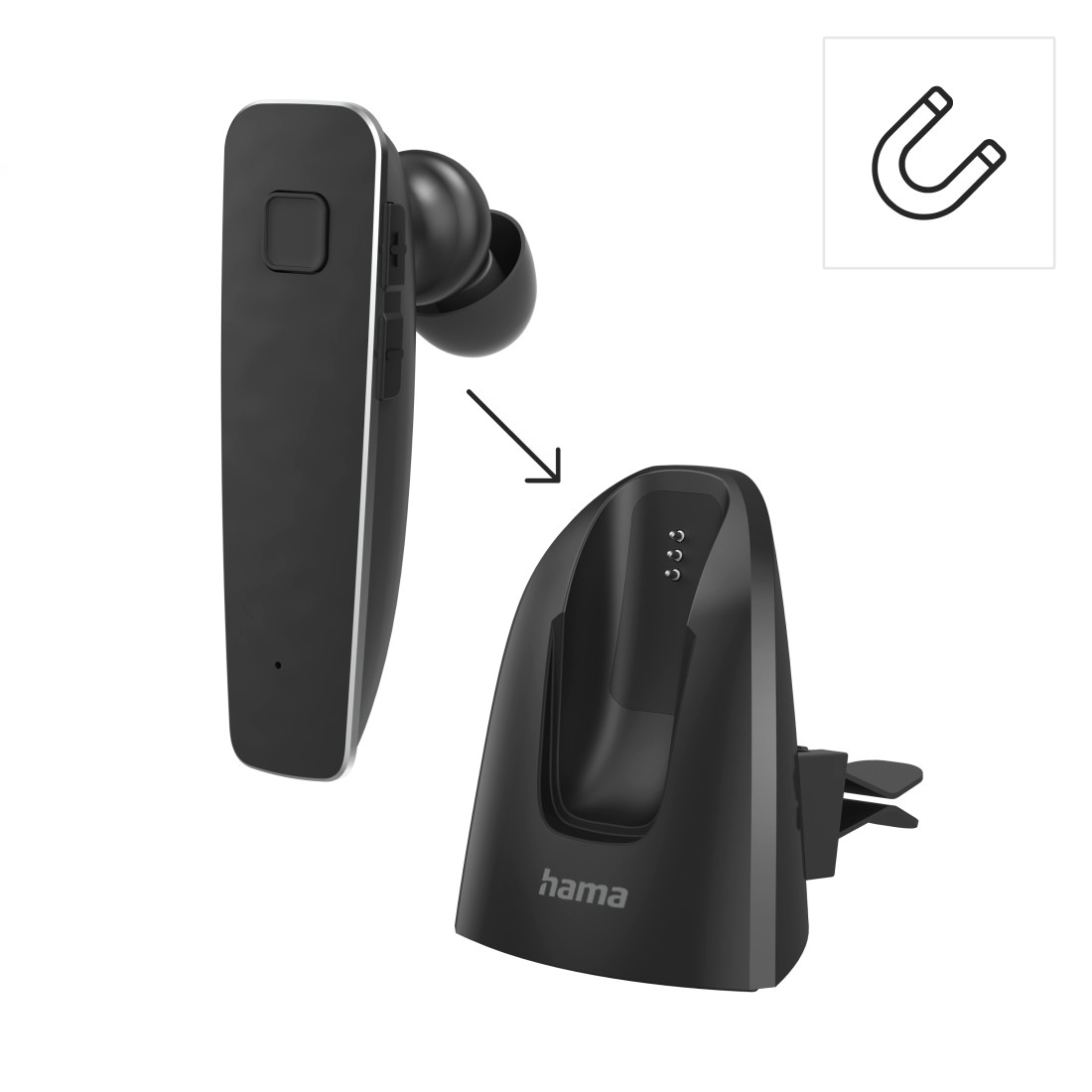 Hama Bluetooth-Kopfhörer »Bluetooth Headset MyVoice2100, mono, in ear, Ohrbügel, für zwei Geräte«, Sprachsteuerung