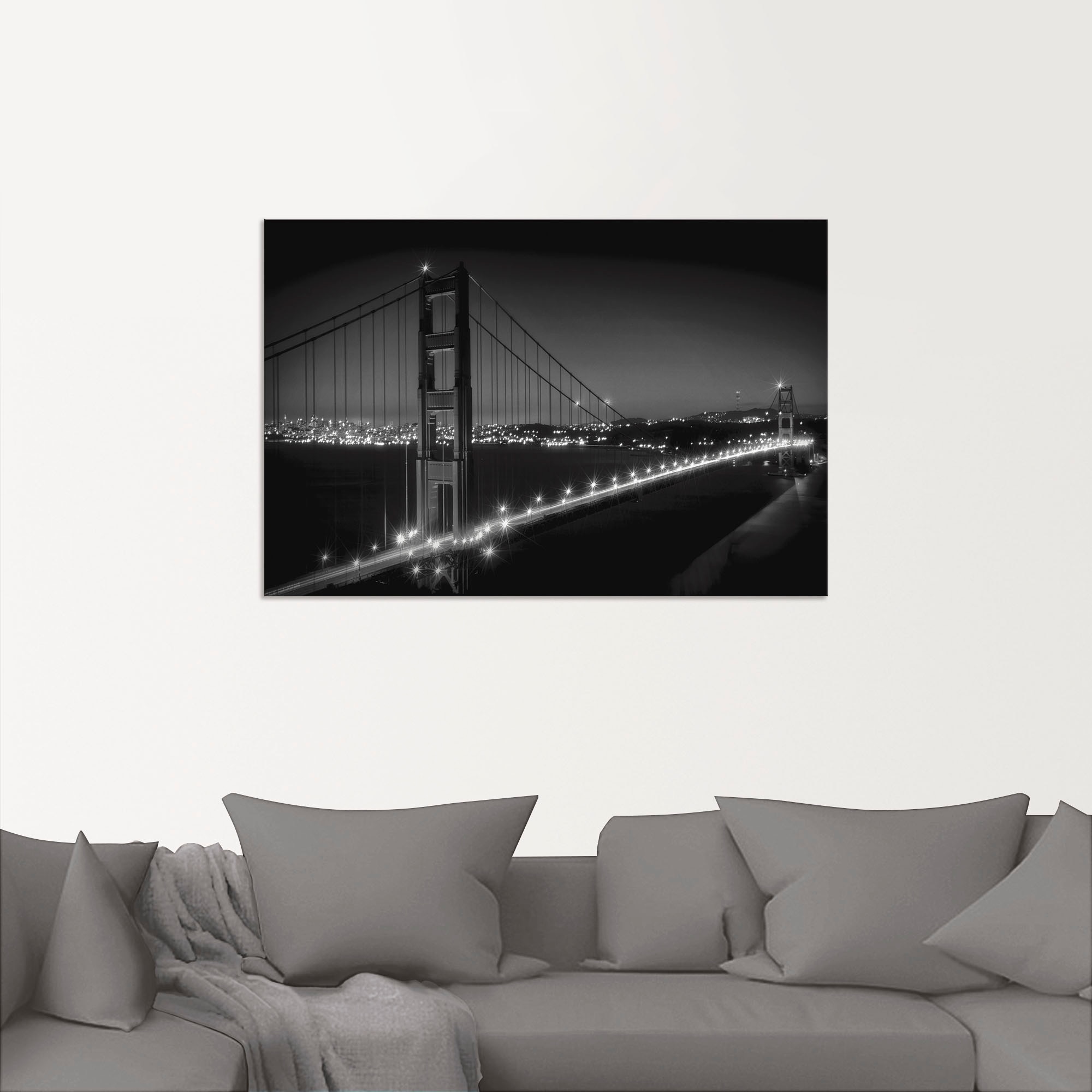 Artland Wandbild »Golden Gate in Poster Francisco, Wandaufkleber (1 Größen Abend«, kaufen Bridge Raten auf versch. Leinwandbild, St.), Alubild, am als San oder