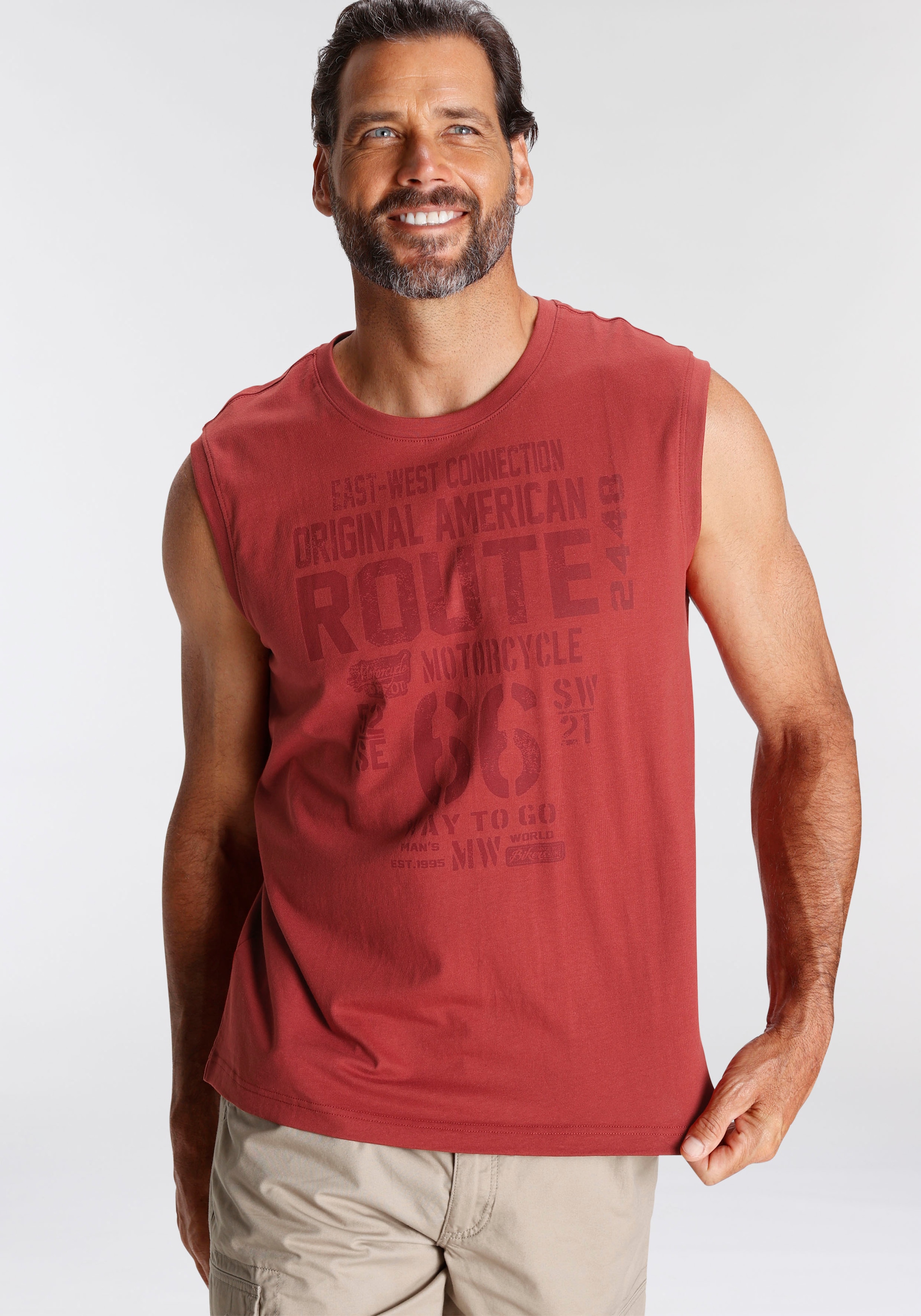 Man's World Muscleshirt, (2er-Pack), ärmellos, bedruckt, Rundhalsausschnitt, aus 100% Baumwolle