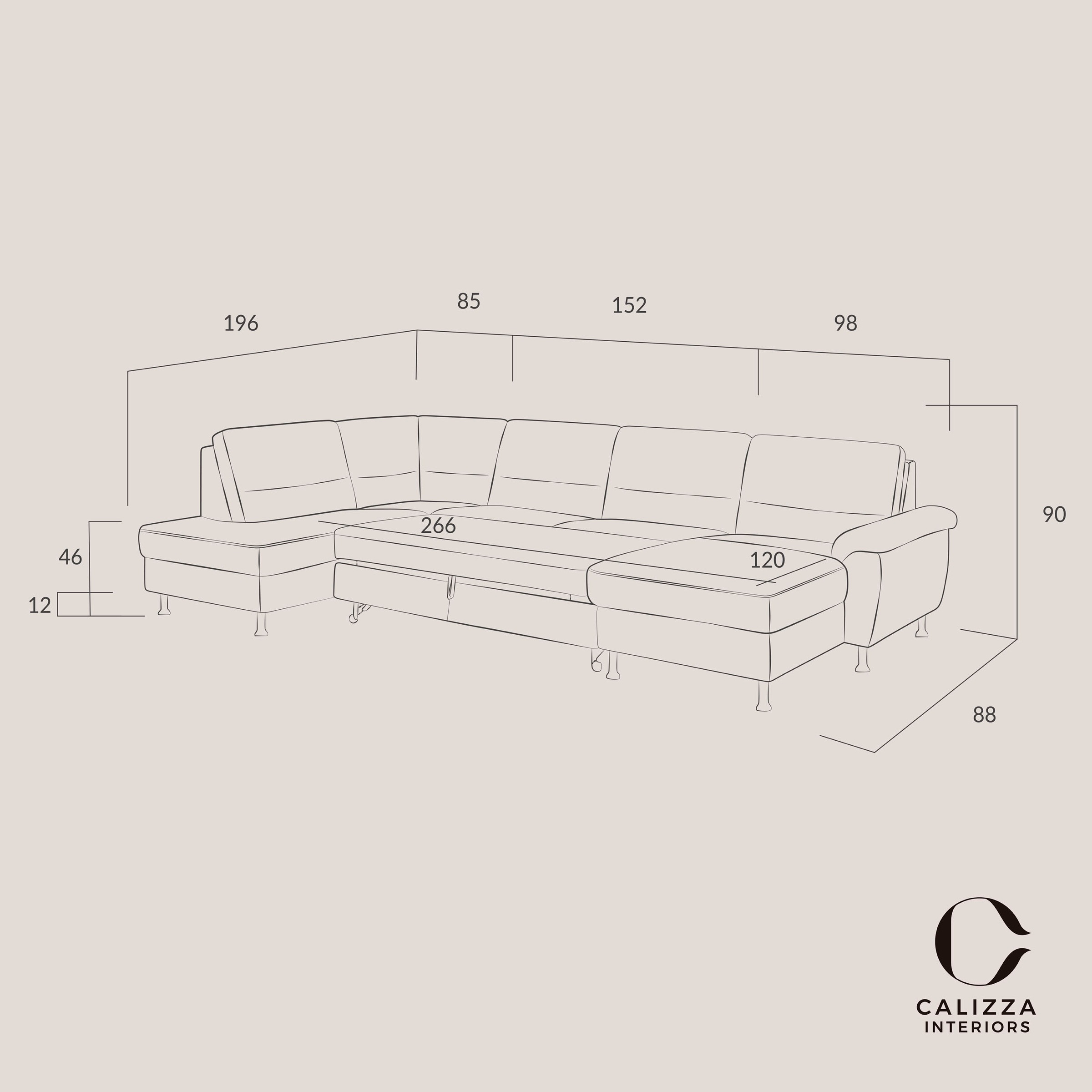 CALIZZA INTERIORS Wohnlandschaft »Onyx U-Form«, (3 St.), wahlweise mit Bettfunktion und Bettkasten
