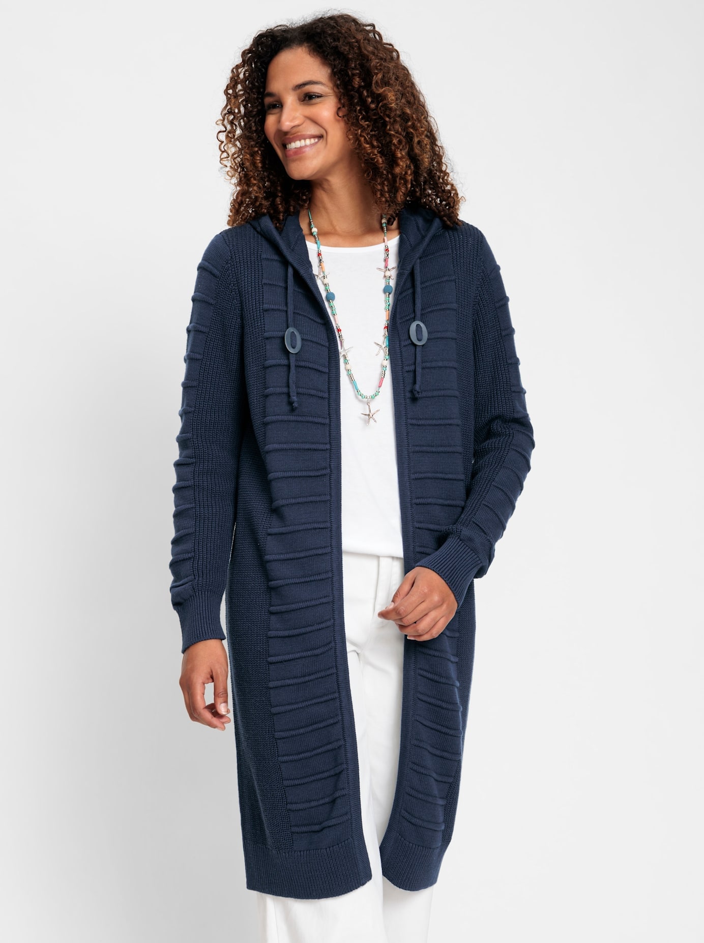 Casual Looks, Damen, Longstrickjacke, dunkelblau, 38, dunkelblau, mit 50% Baumwolle