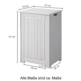 welltime Wäschekorb »Venezia«, Breite 51 cm, aus Massivholz mit 3