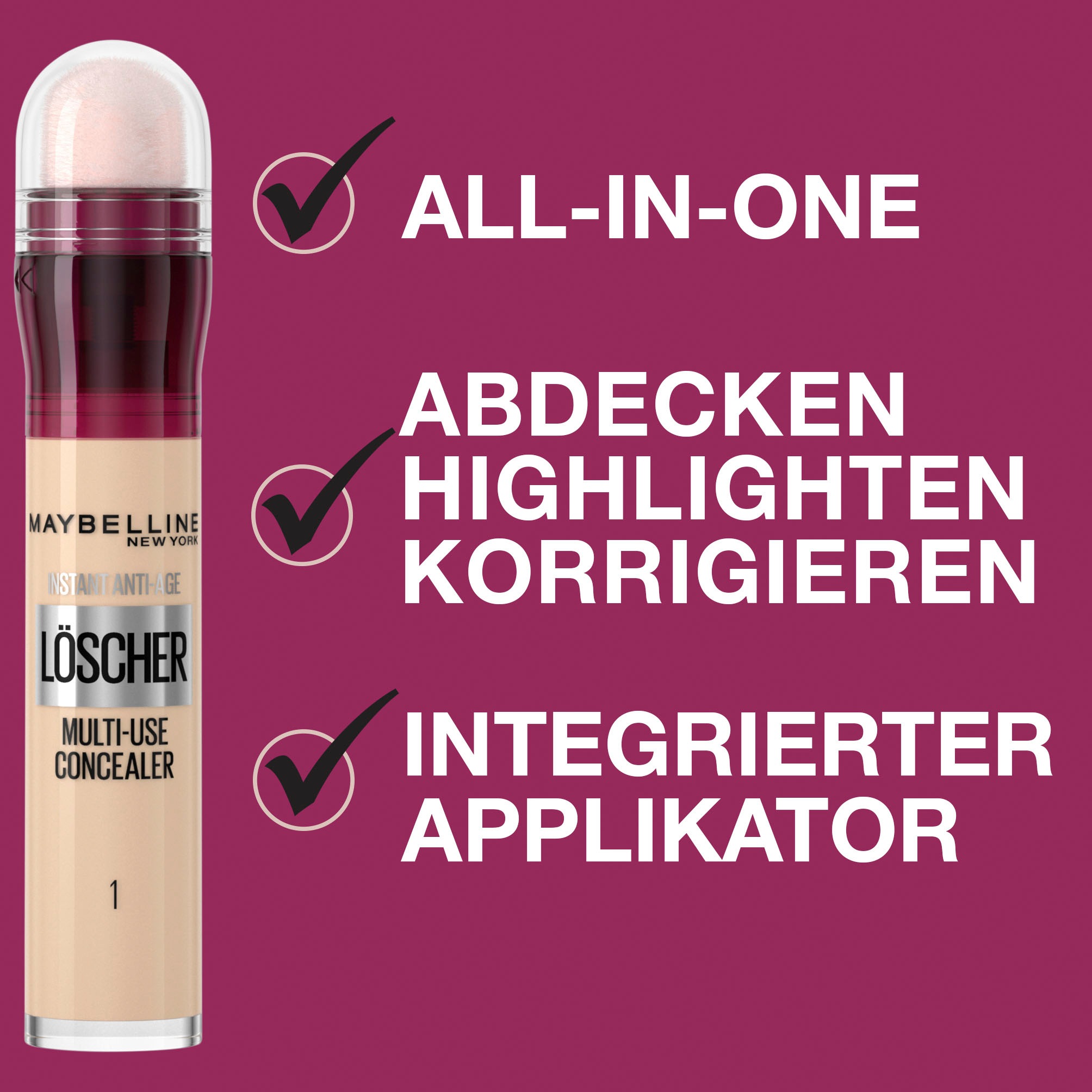 MAYBELLINE NEW YORK Concealer »Instant Anti-Age Effekt«, mit hoher Deckkraft