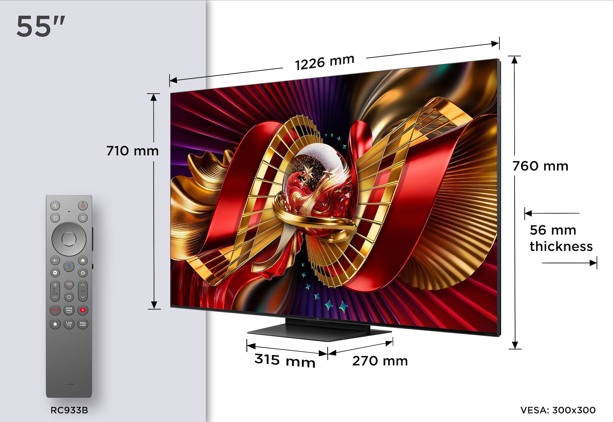 TCL Mini-LED-Fernseher »55C8LX1« 139 cm/55 ″ SQD-Mini LED, HDR 6000 Nits, 100%BT.2020, 144Hz, AiPQ Pro,Dolby Vision