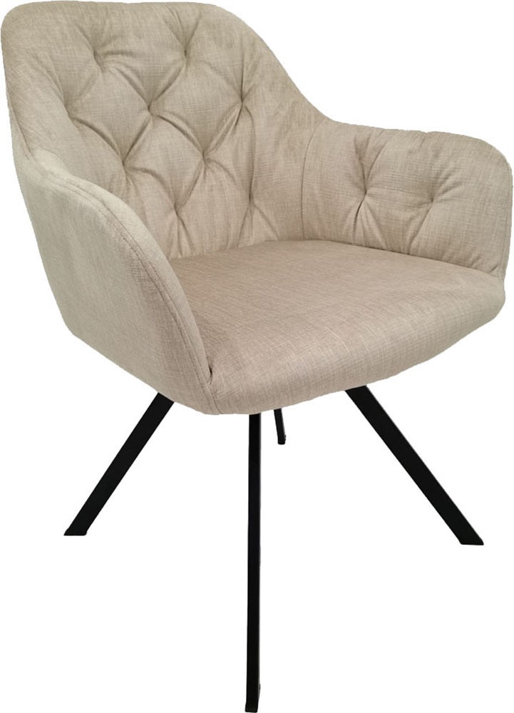 Kayoom Polsterstuhl »Stuhl Georgia 125 2er-Set, gesteppter Rücken, samtweicher Bezug« (Set) 2 Stk.360°-drehbar, elegante Steppung, mit Armlehne,  gesteppter Rücken