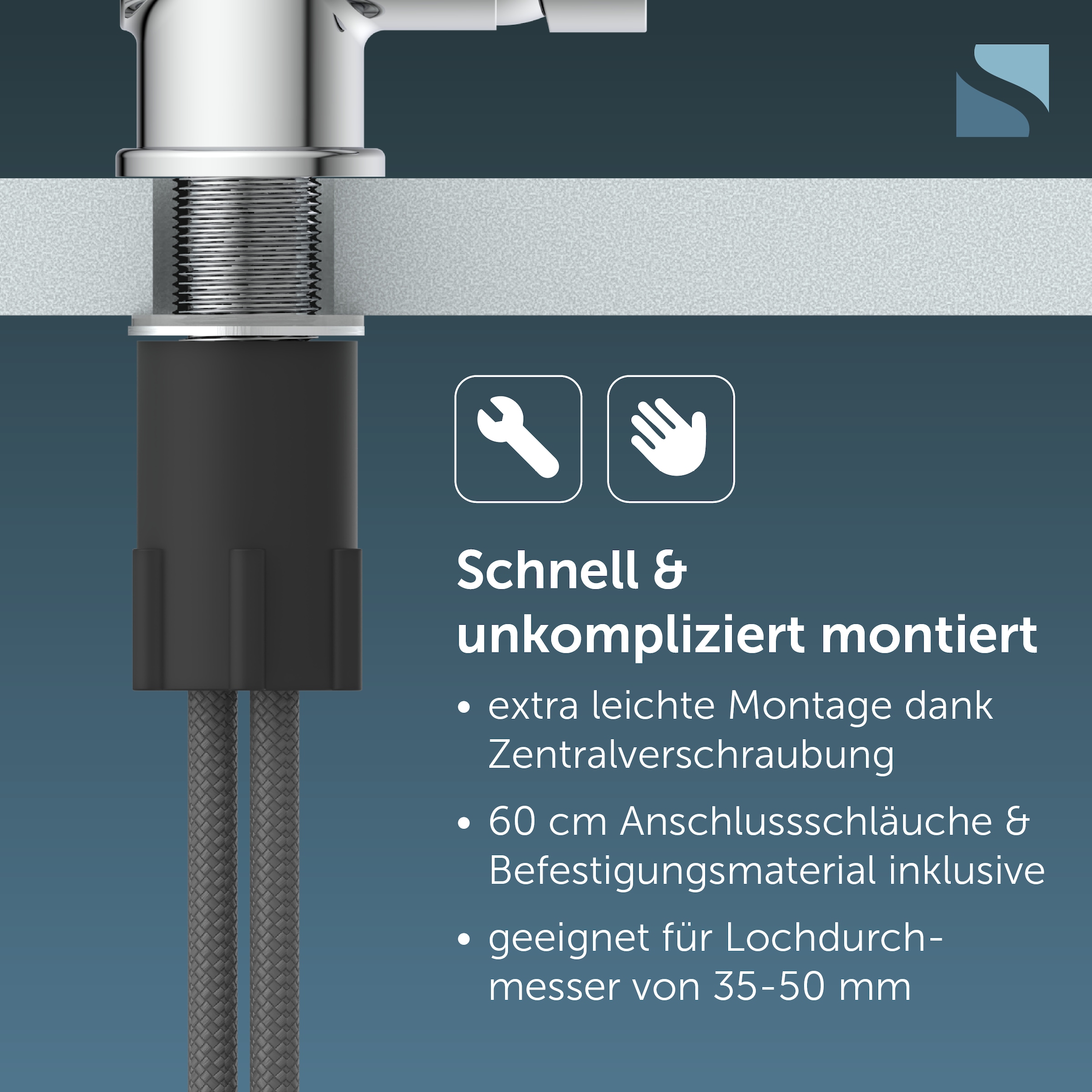 Schütte Spültischarmatur »RIO Schütte« Küchenarmatur, rund, Cold-Start, 360° schwenkbar, Marken-Mischdüse