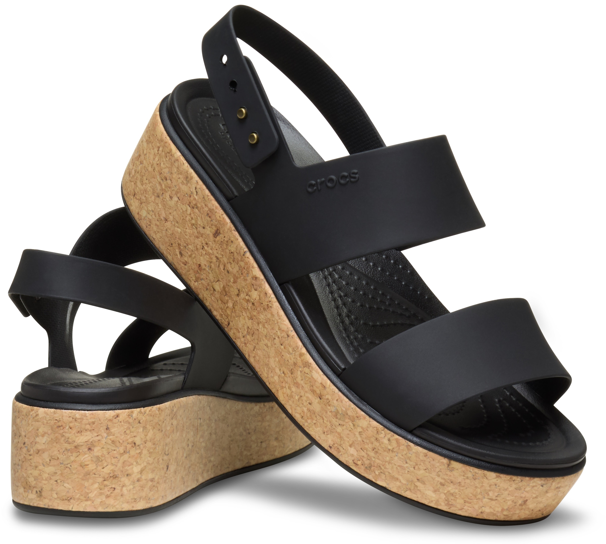 Crocs Keilsandalette »Brooklyn Cork Low Wedge«, Plateausandale, Sommerschuh mit Korkplateau