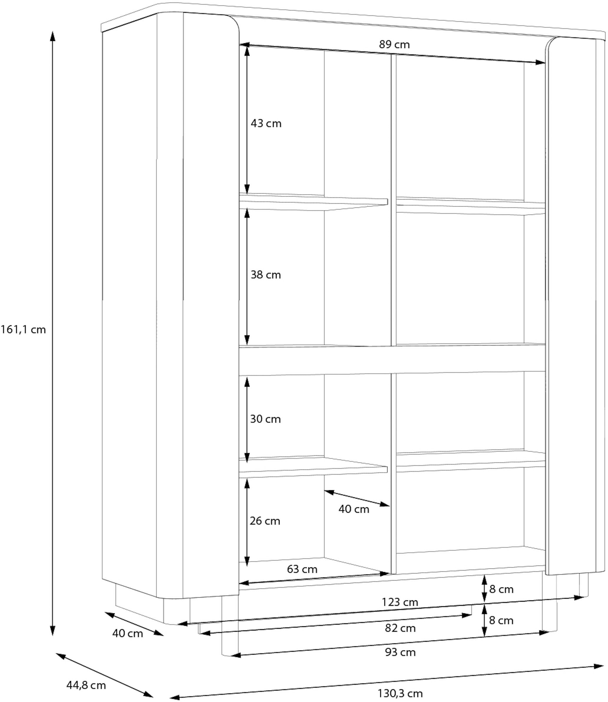 FORTE Vitrine »Vodol«, Highboard, Glatüren, abgerundete Kanten