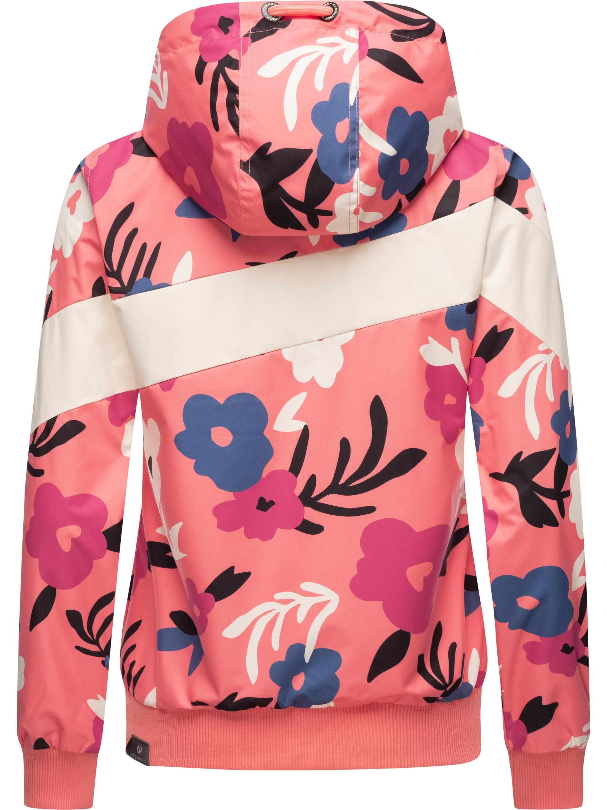 Ragwear Outdoorjacke »Übergangsjacke Nuggie Block Flower«, mit Kapuze, modische Damen Freizeitjacke mit floralem Print