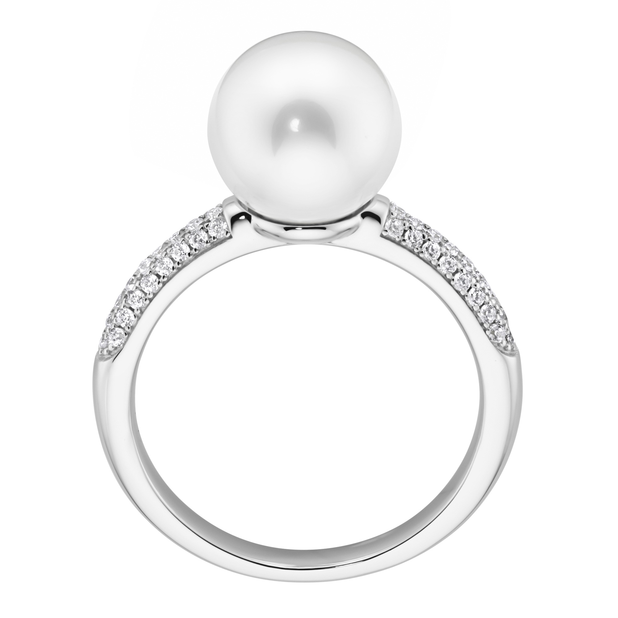 GIORGIO MARTELLO MILANO Perlenring »Ring mit Muschelkern-Perle und Zirkonia, Silber 925«