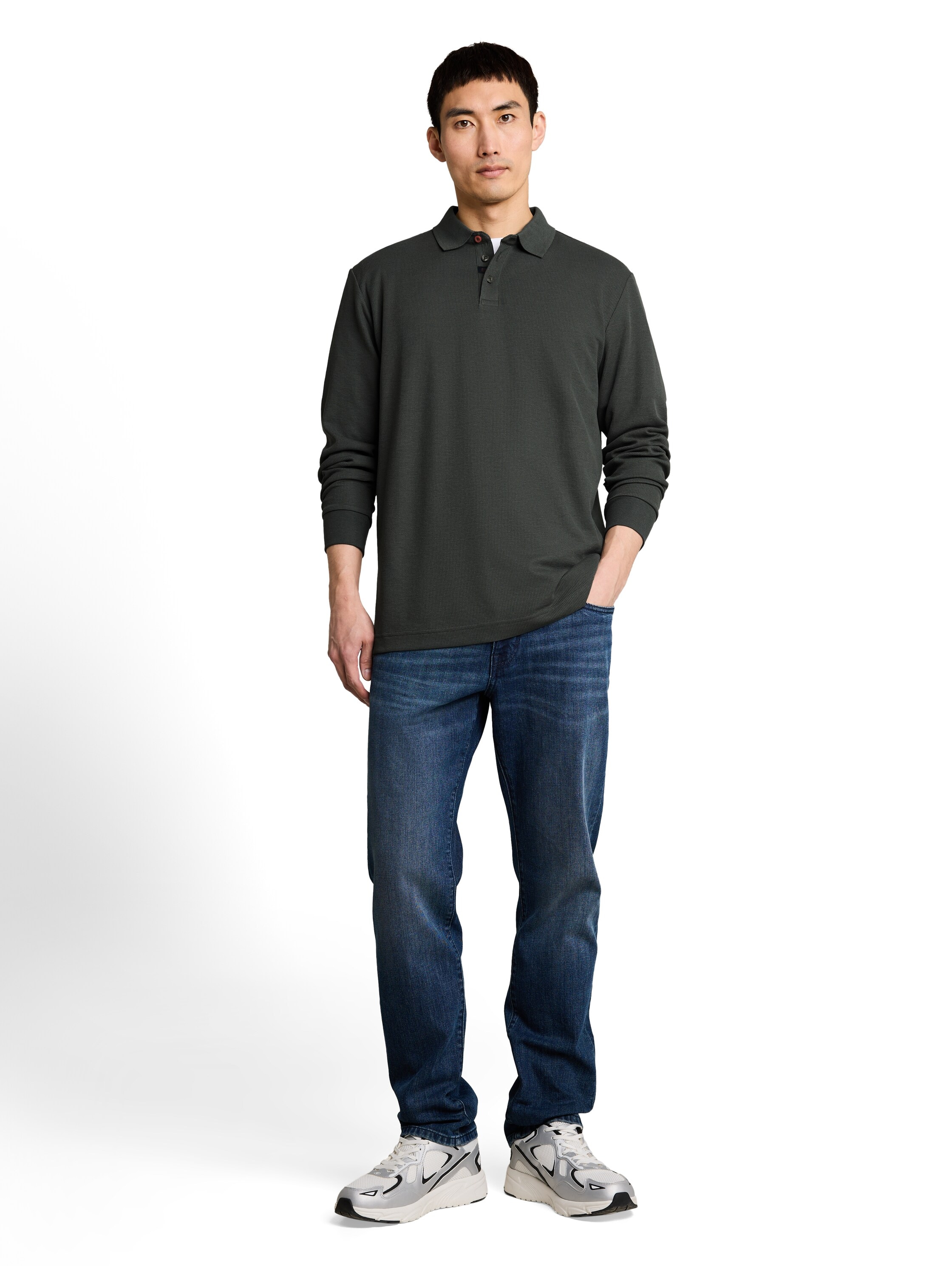 TOM TAILOR Langarm-Poloshirt mit Polokragen und Knopfleiste